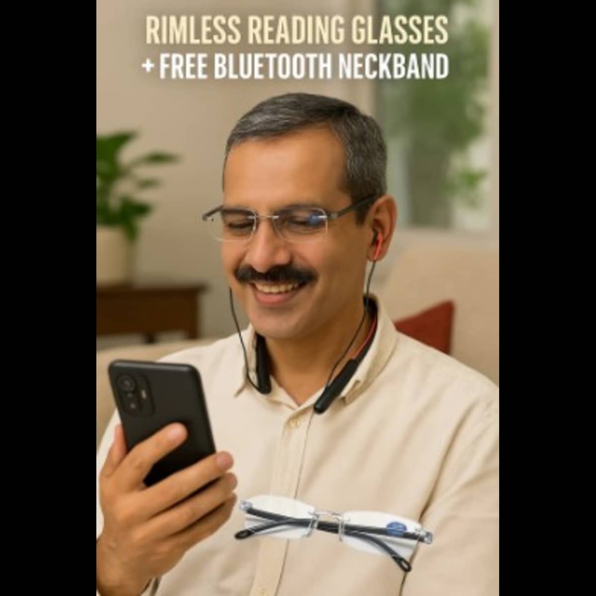 Fadiso Fashion Oval Rimless Reading Glasses