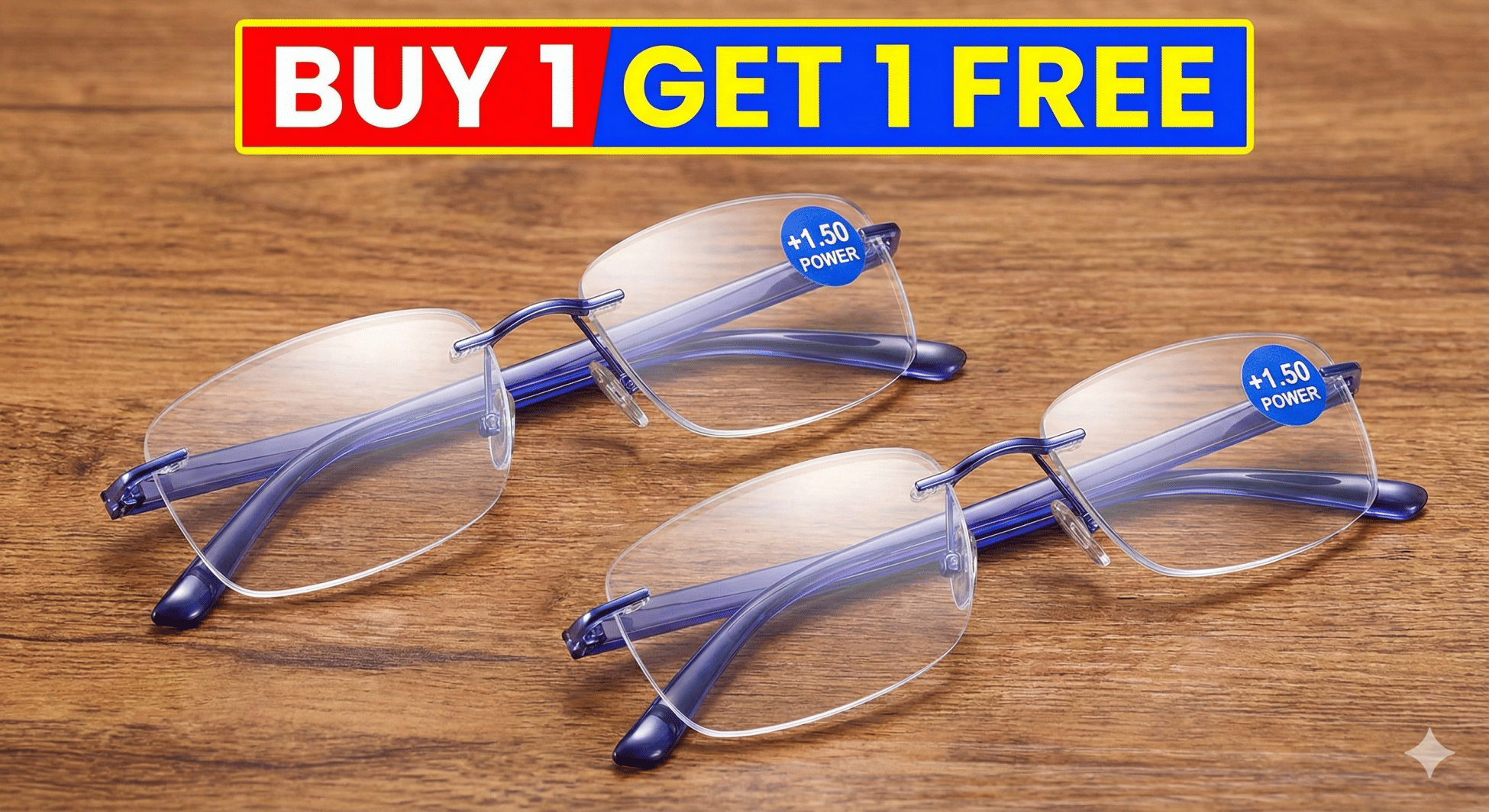 Fadiso Fashion Square Rimless Reading Glasses