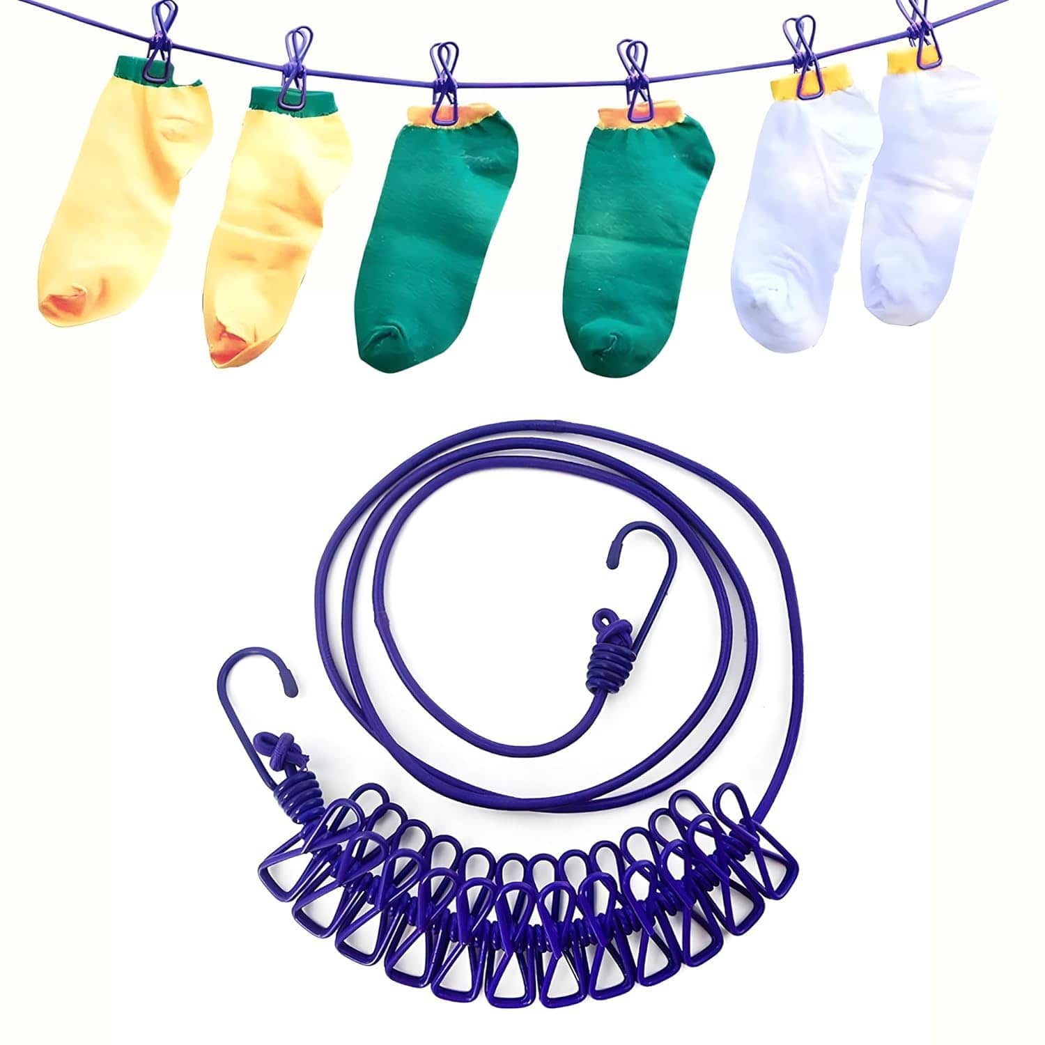 Cloth Rope Provision 12 Clip- Cloth Rope for Drying Clothes | Cloth Rope | clothrope with ...