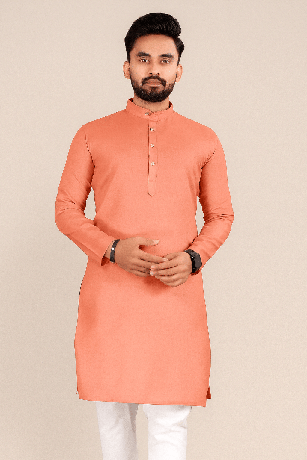 Balaji's Cotton Blend Plain Regular Kurta For Men ( Peach ) - Kurtas & Kurta Sets | Buy online on ZillyBuy