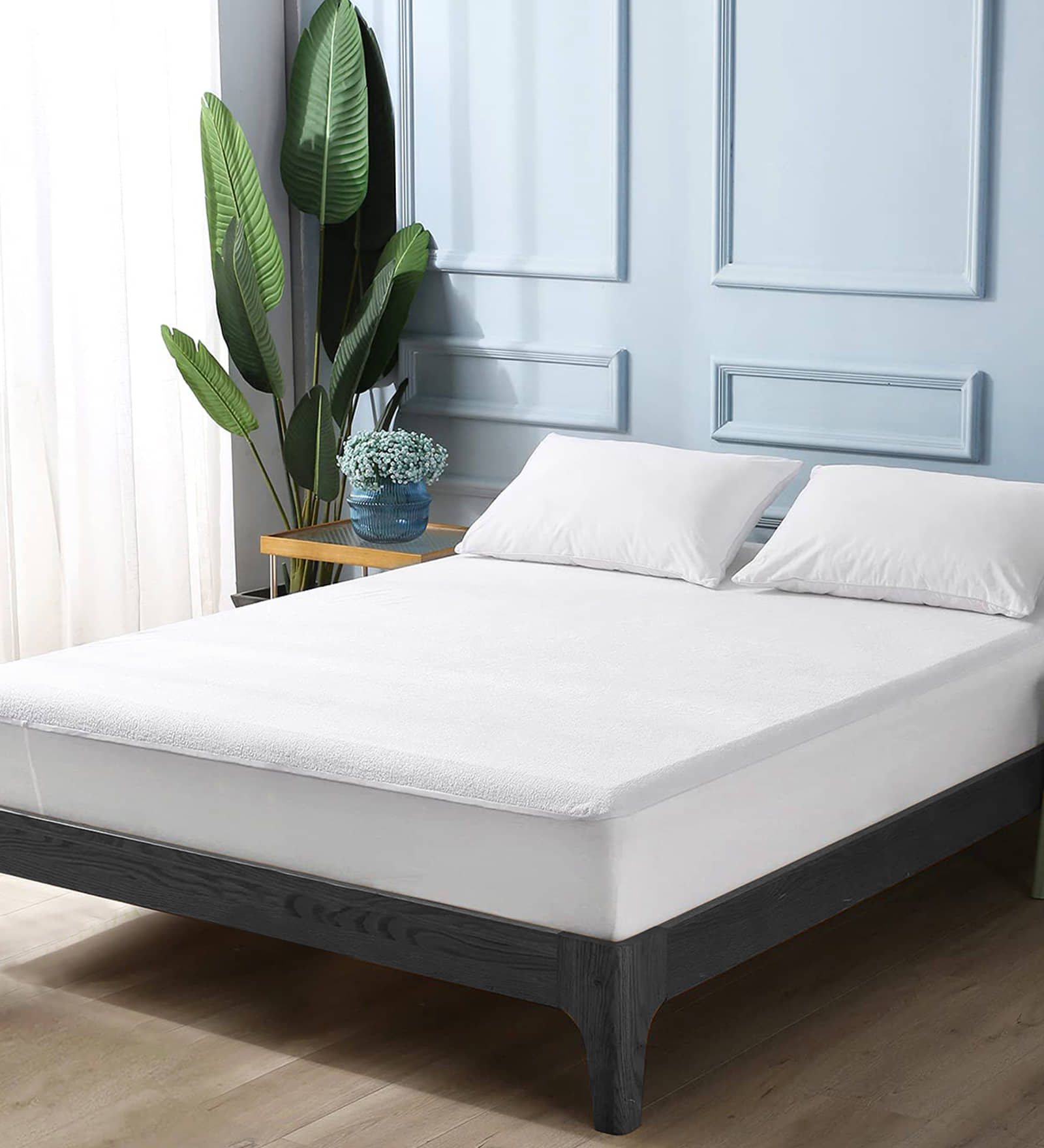 DIVINE CASA White Cotton Mattress Cover