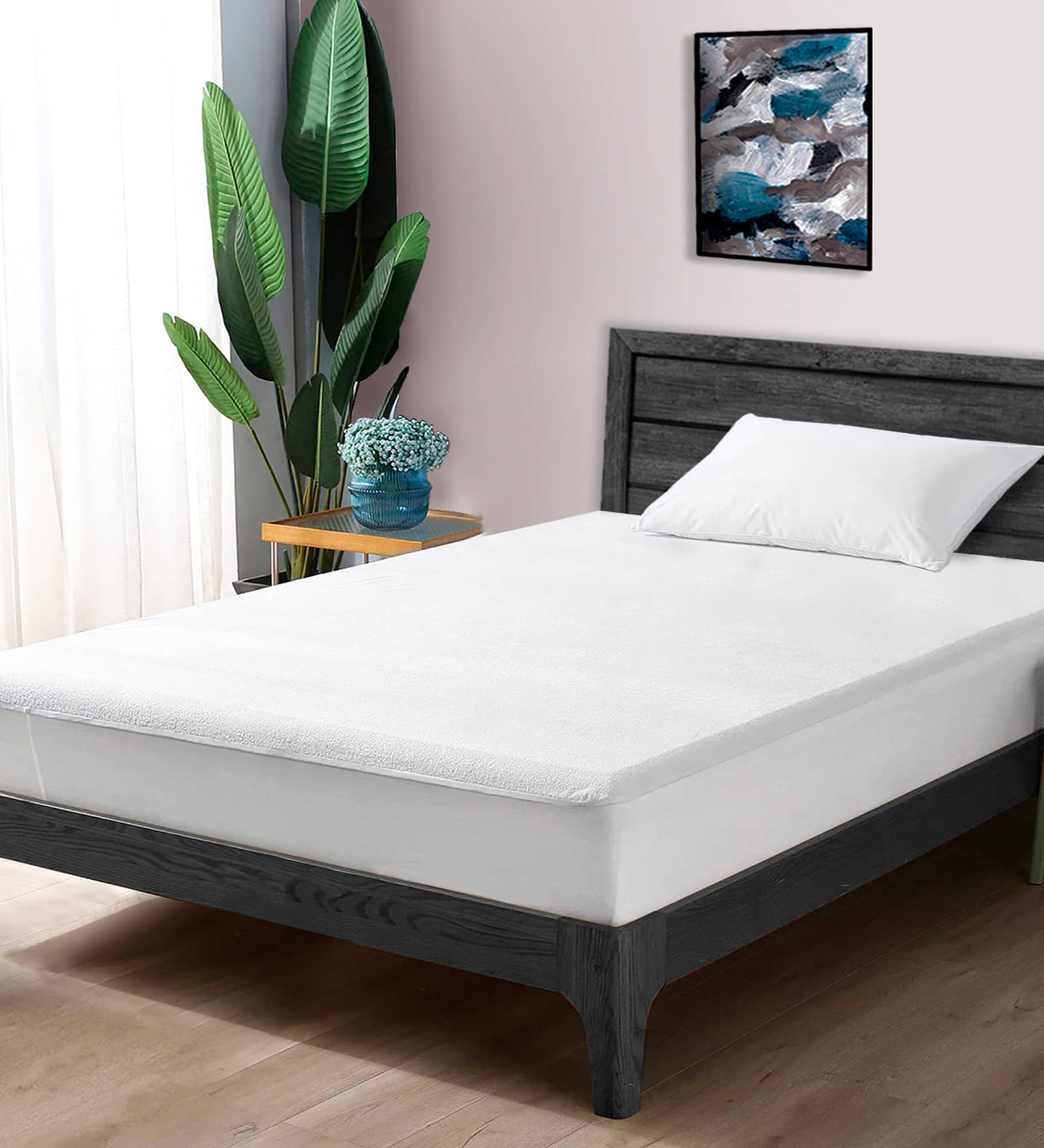 DIVINE CASA White Cotton Mattress Cover