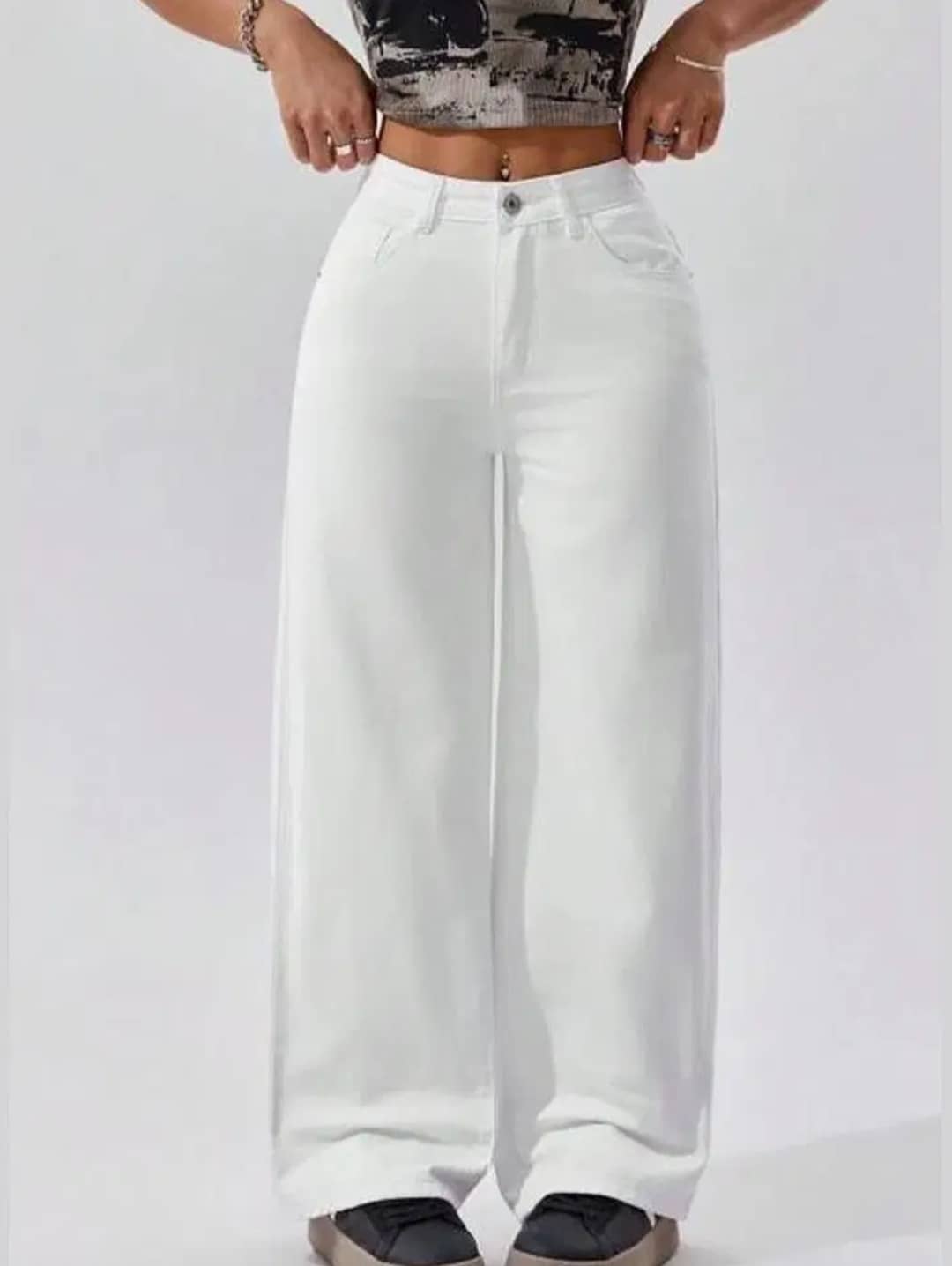 GF Women's Baggy High-Rise Jeans ( White ) - Jeans | Buy online on ZillyBuy
