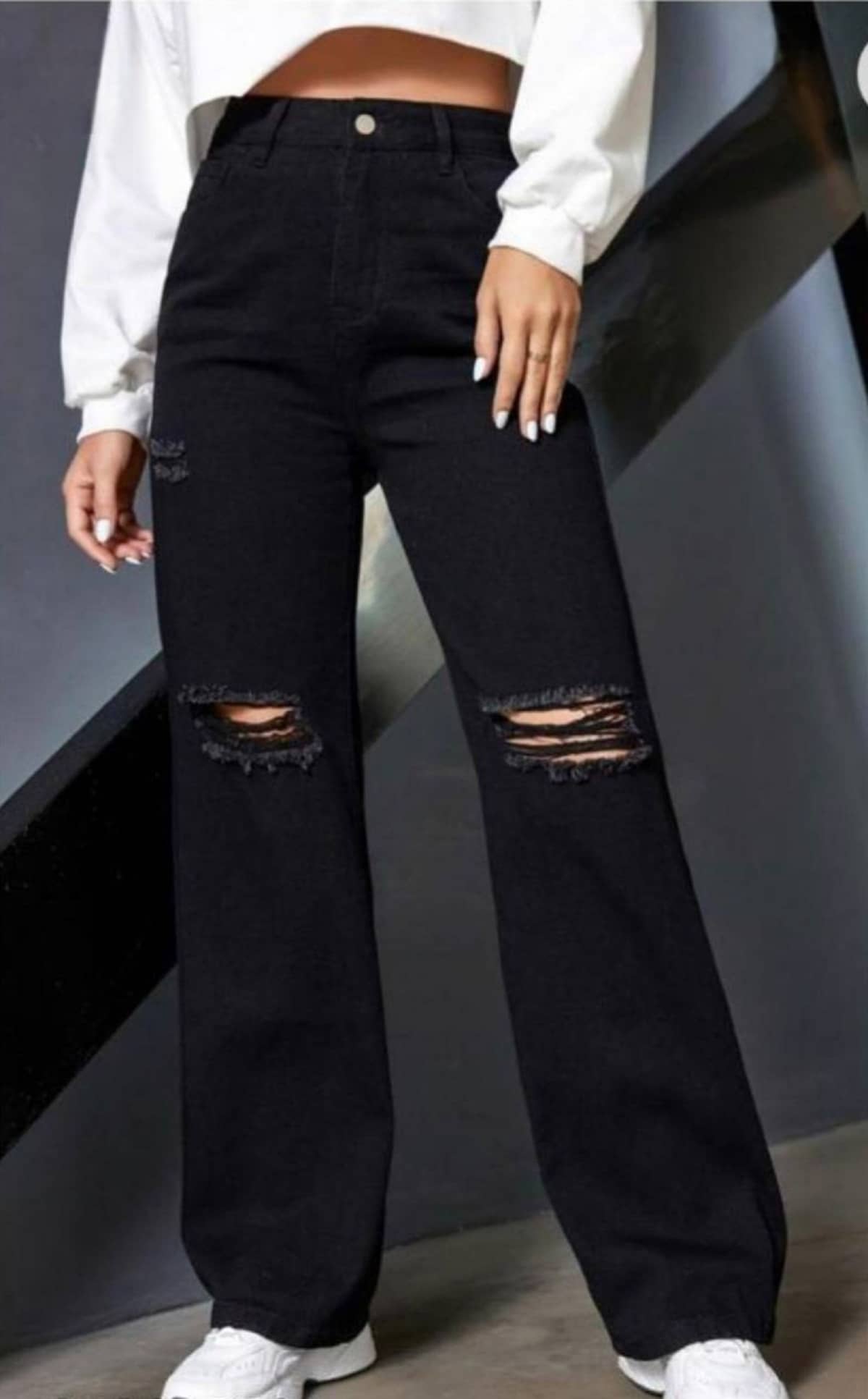GF Women's Baggy High-Rise Jeans ( Black ) - Jeans | Buy online on ZillyBuy
