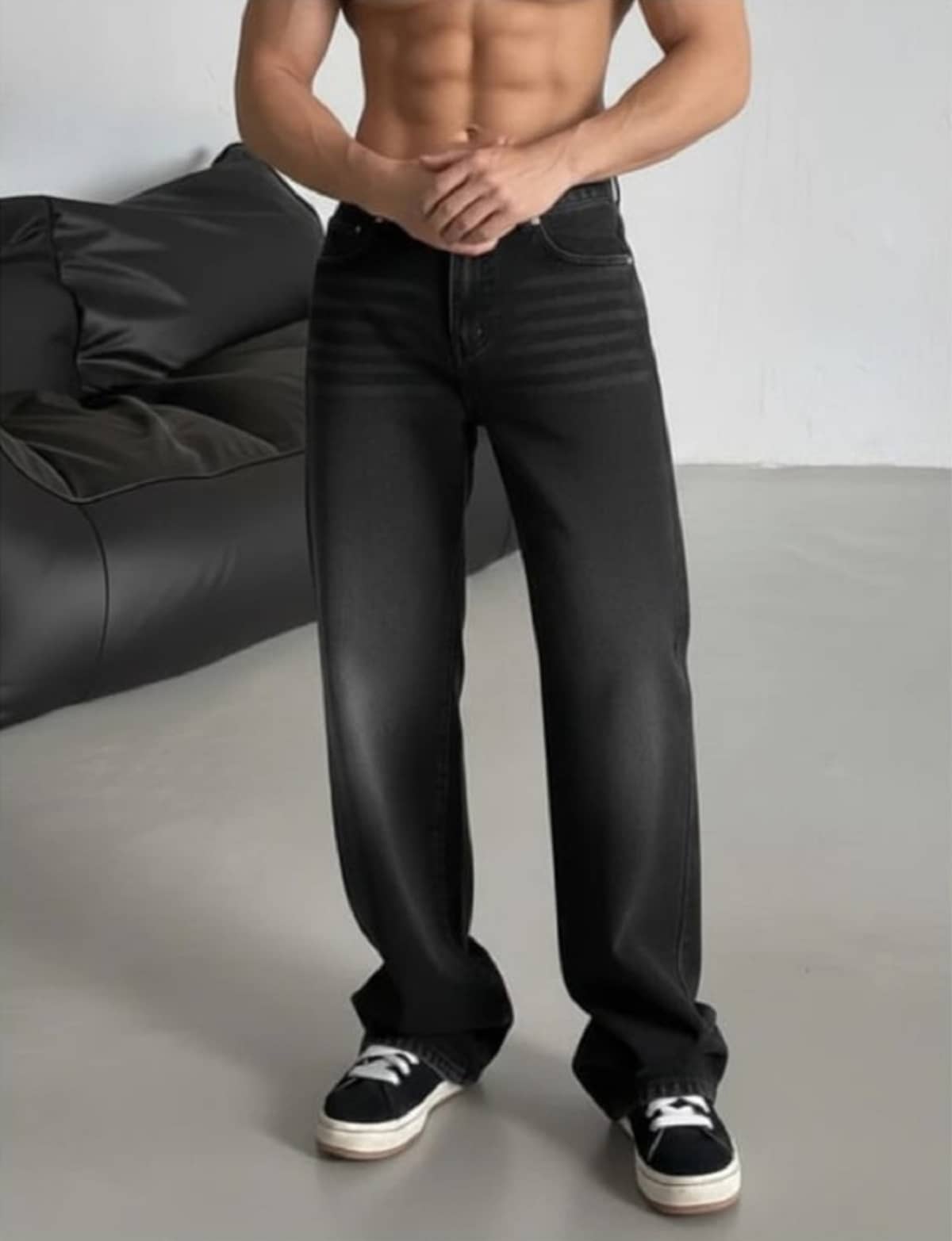 Gazal Fashions Clean Look Men's Baggy Fit High-Rise Jeans - Black - Jeans | Buy online on ZillyBuy