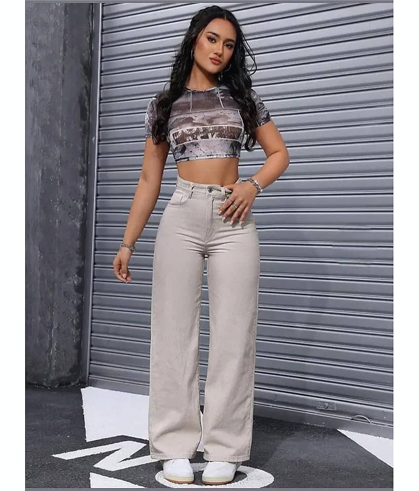 Gazal Fashions Women's Baggy High-Rise Jeans ( Beige ) - Jeans | Buy online on ZillyBuy