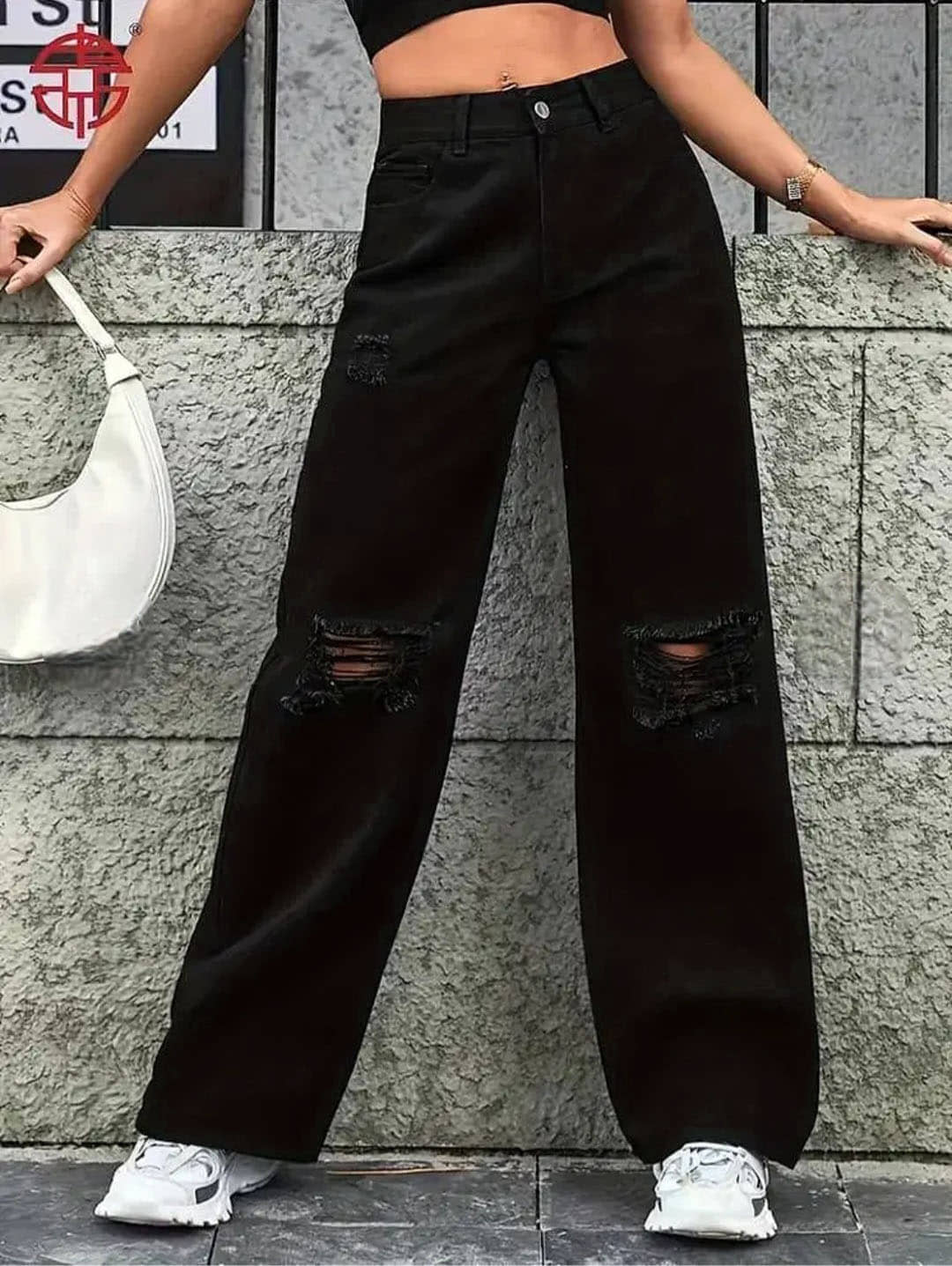 Gazal Fashions Women's Baggy High-Rise Jeans ( Black ) - Jeans | Buy online on ZillyBuy