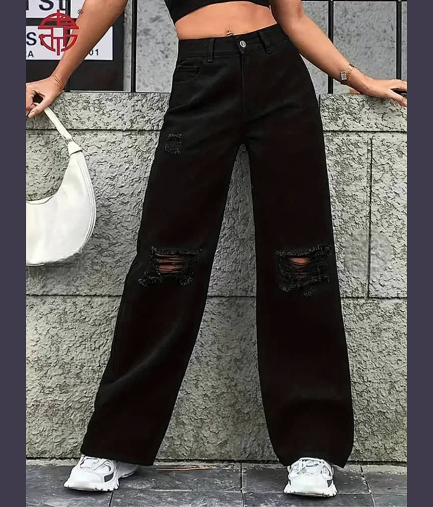 Gazal Fashions Women's Baggy High-Rise Jeans ( Black ) - Jeans | Buy online on ZillyBuy