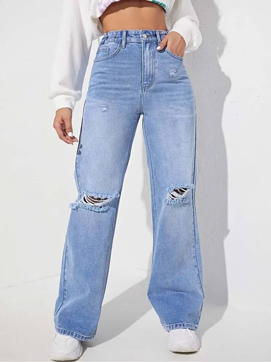 Gazal Fashions Women's Baggy High-Rise Jeans ( Ice Blue ) - Jeans | Buy online on ZillyBuy