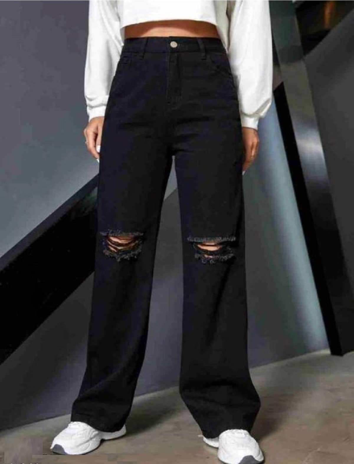 Gazal Fashions Women's Straight Fit High-Rise Jeans ( Black ) - Jeans | Buy online on ZillyBuy