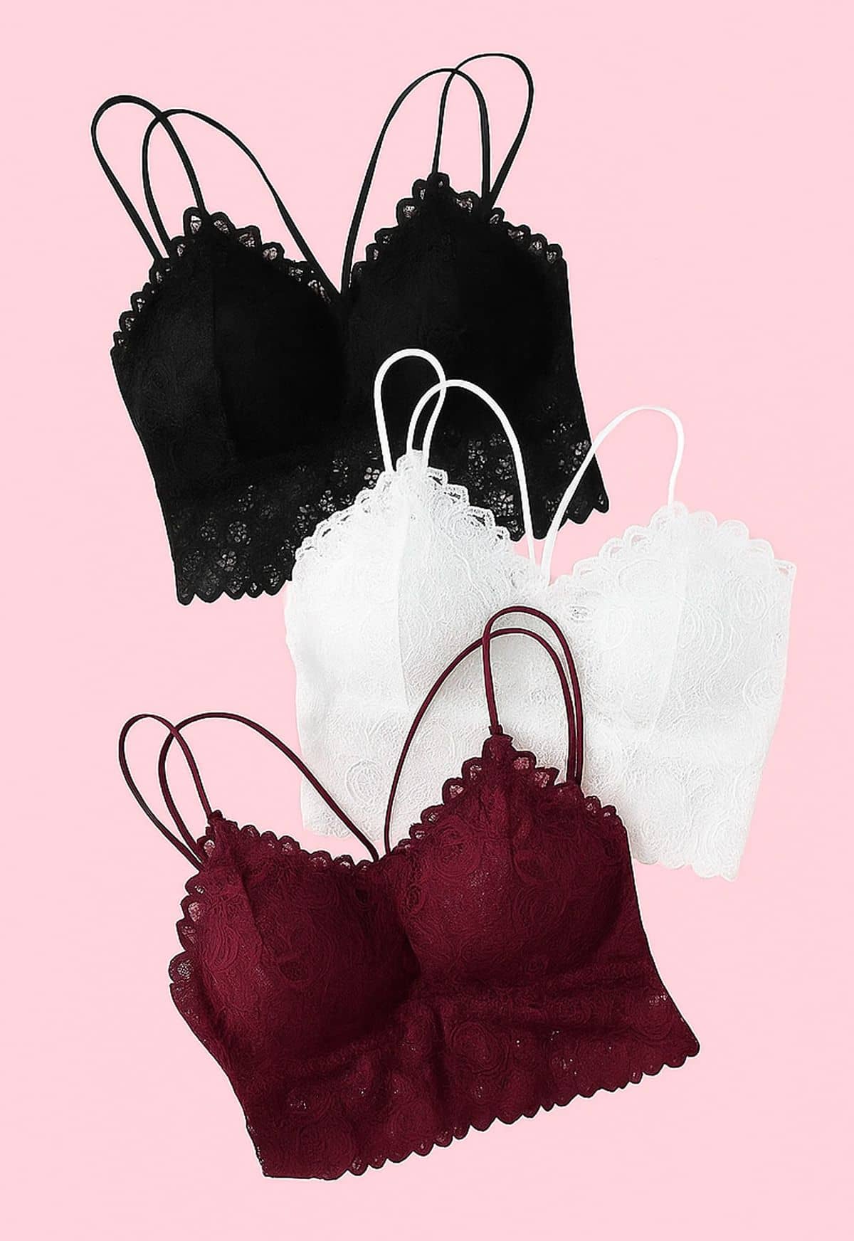 Kamini Pack of 3 Lace Lightly Padded Everyday Bra For Women ( Multicolor )