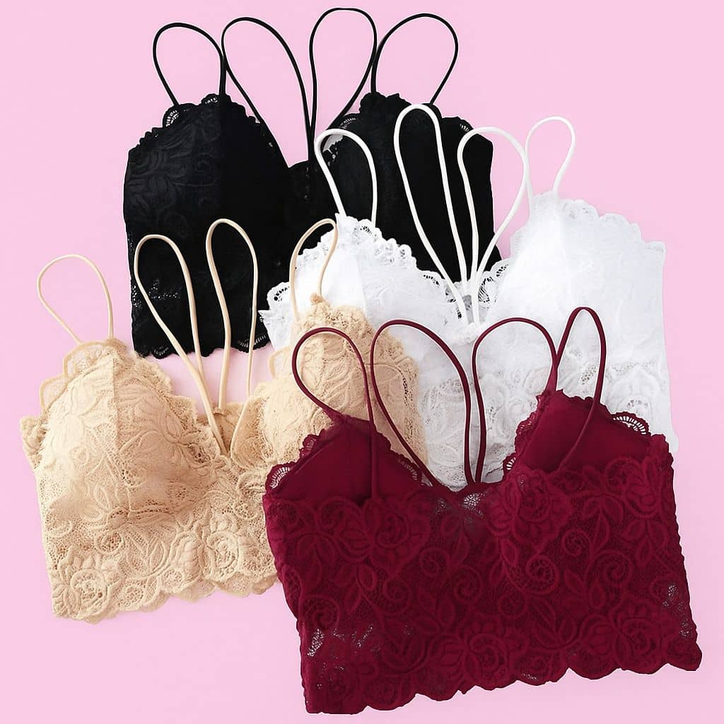 Kamini Pack of 4 Lace Lightly Padded Everyday Bra For Women ( Multicolor )
