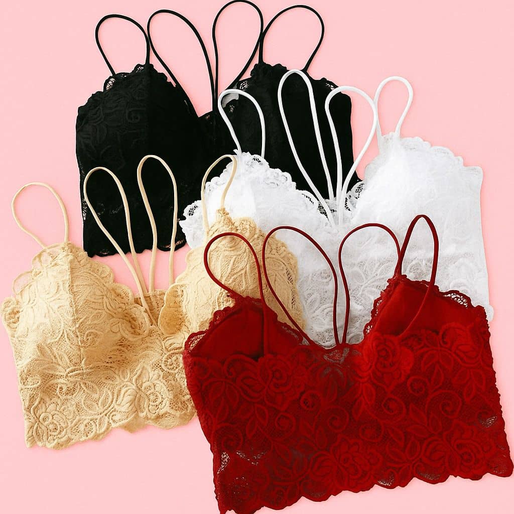 Kamini Pack of 4 Lace Lightly Padded Everyday Bra For Women ( Multicolor )