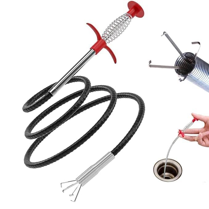 Multi Deal  60 Cm Drain Pipe Cleaning Spring Stick, Hair Catching Drain Pipe Cleaning