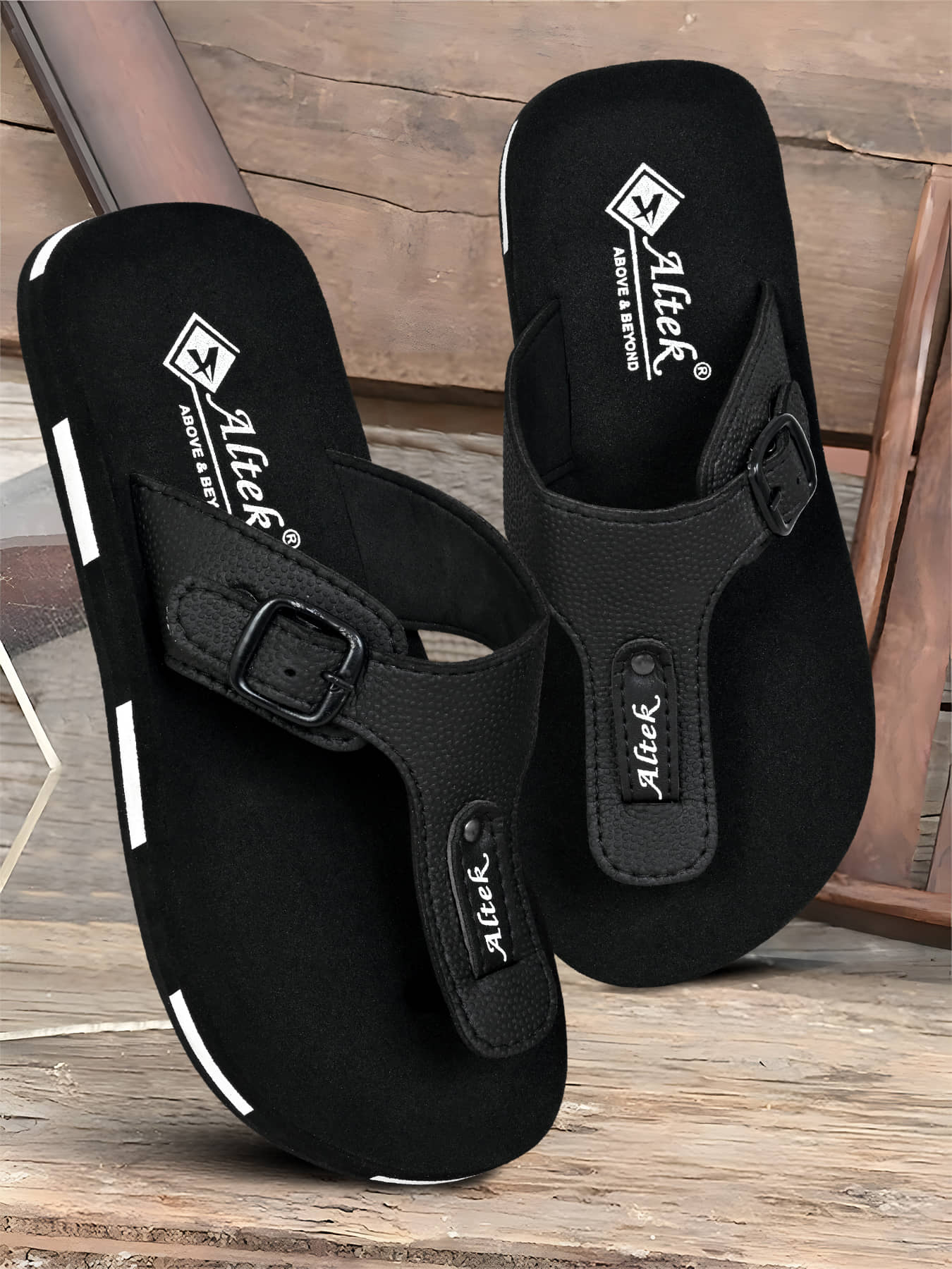 Altek Black Men's Thong Flip Flop