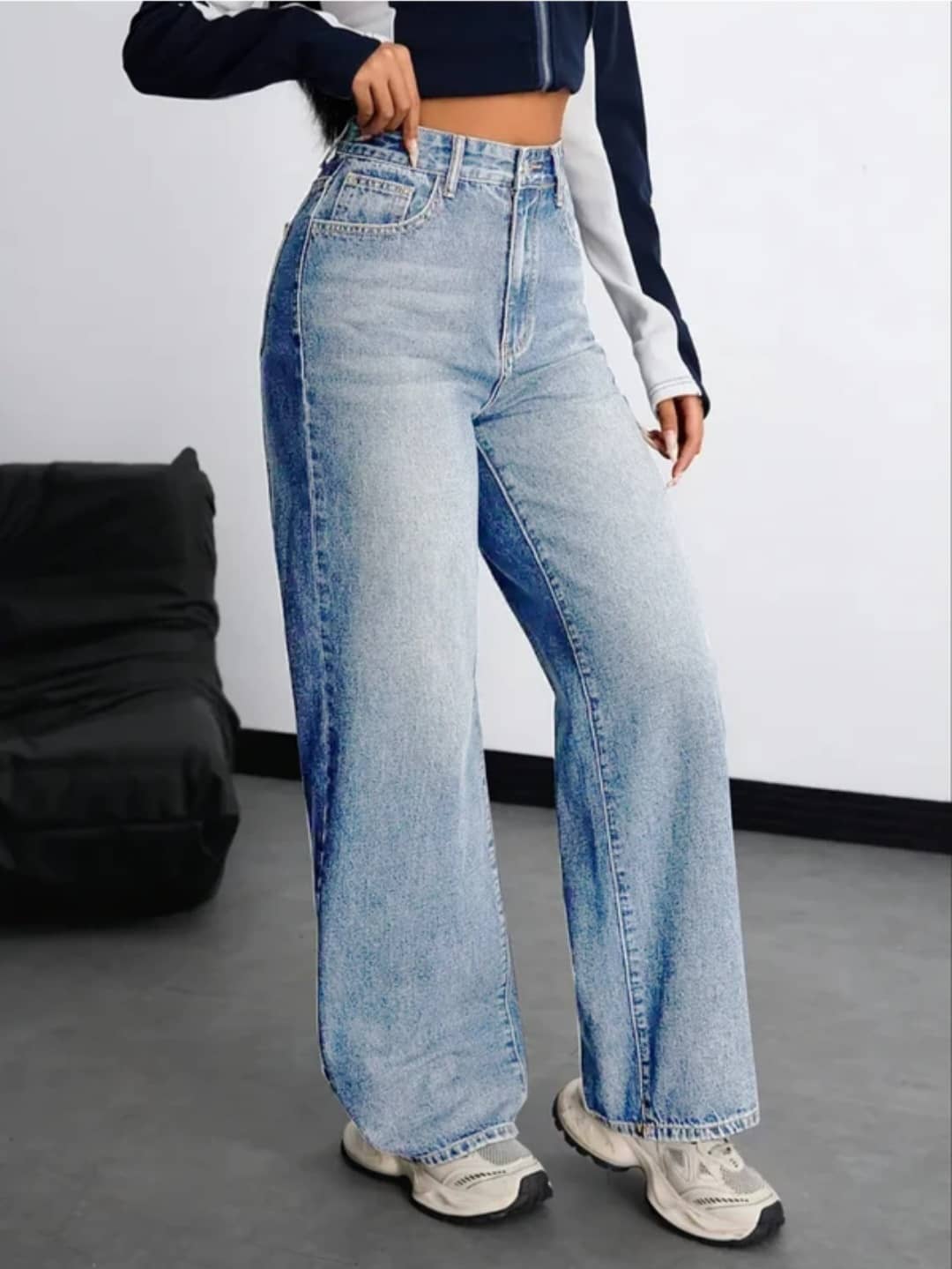 GF Women's Baggy High-Rise Jeans ( Ice Blue ) - Jeans | Buy online on ZillyBuy
