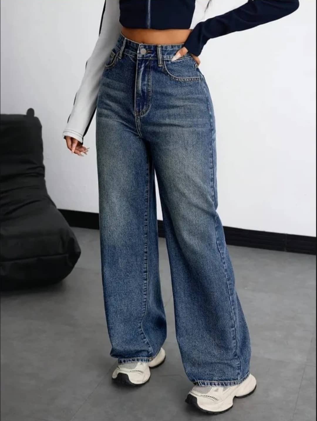 GF Women's Baggy High-Rise Jeans ( Blue ) - Jeans | Buy online on ZillyBuy