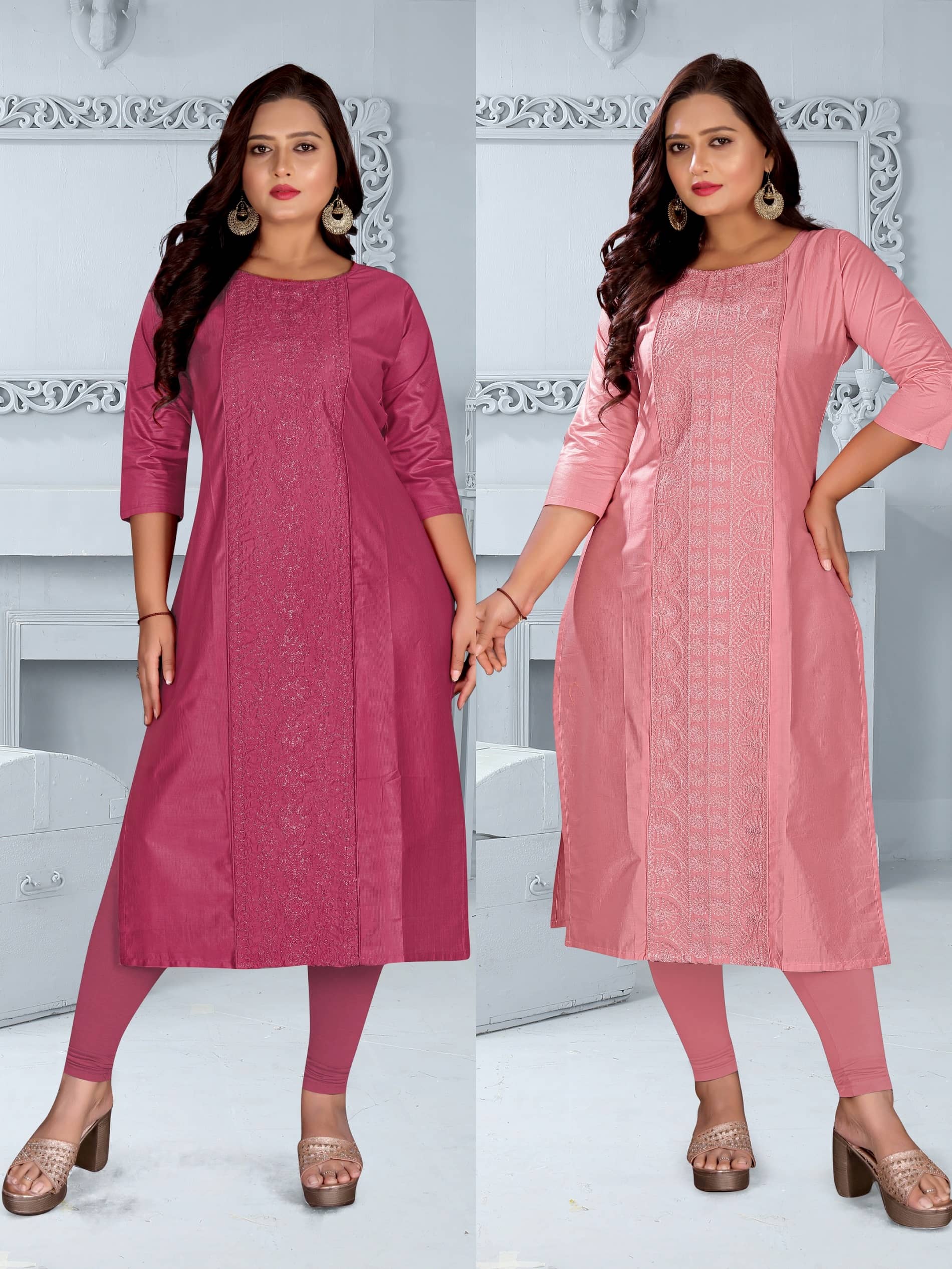 Hetsa Women Chanderi Embroidered A-line Kurti ( Multicolor ) - Kurtis, Tunics | Buy online on ZillyBuy