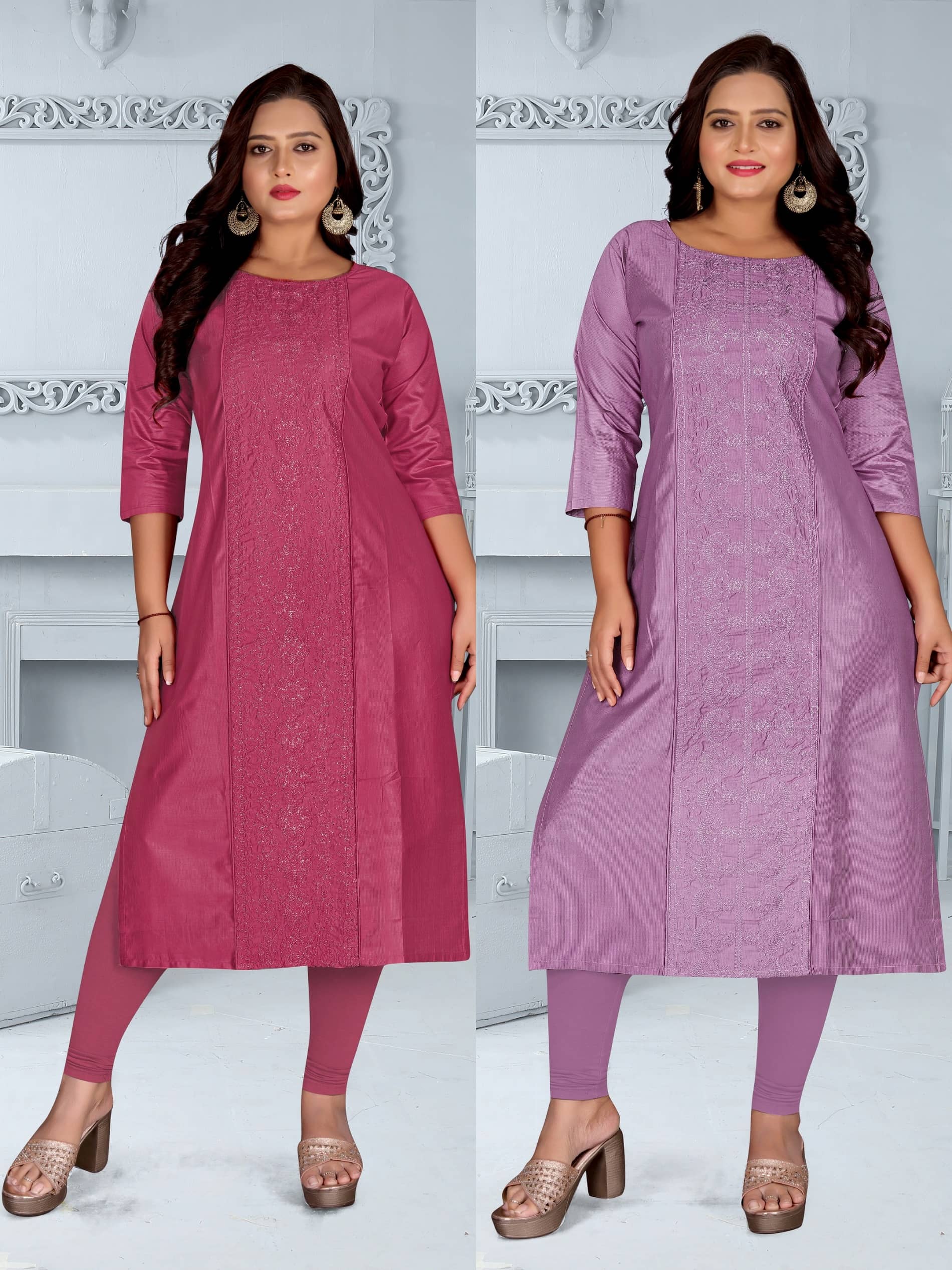 Hetsa Women Chanderi Embroidered A-line Kurti ( Multicolor ) - Kurtis, Tunics | Buy online on ZillyBuy