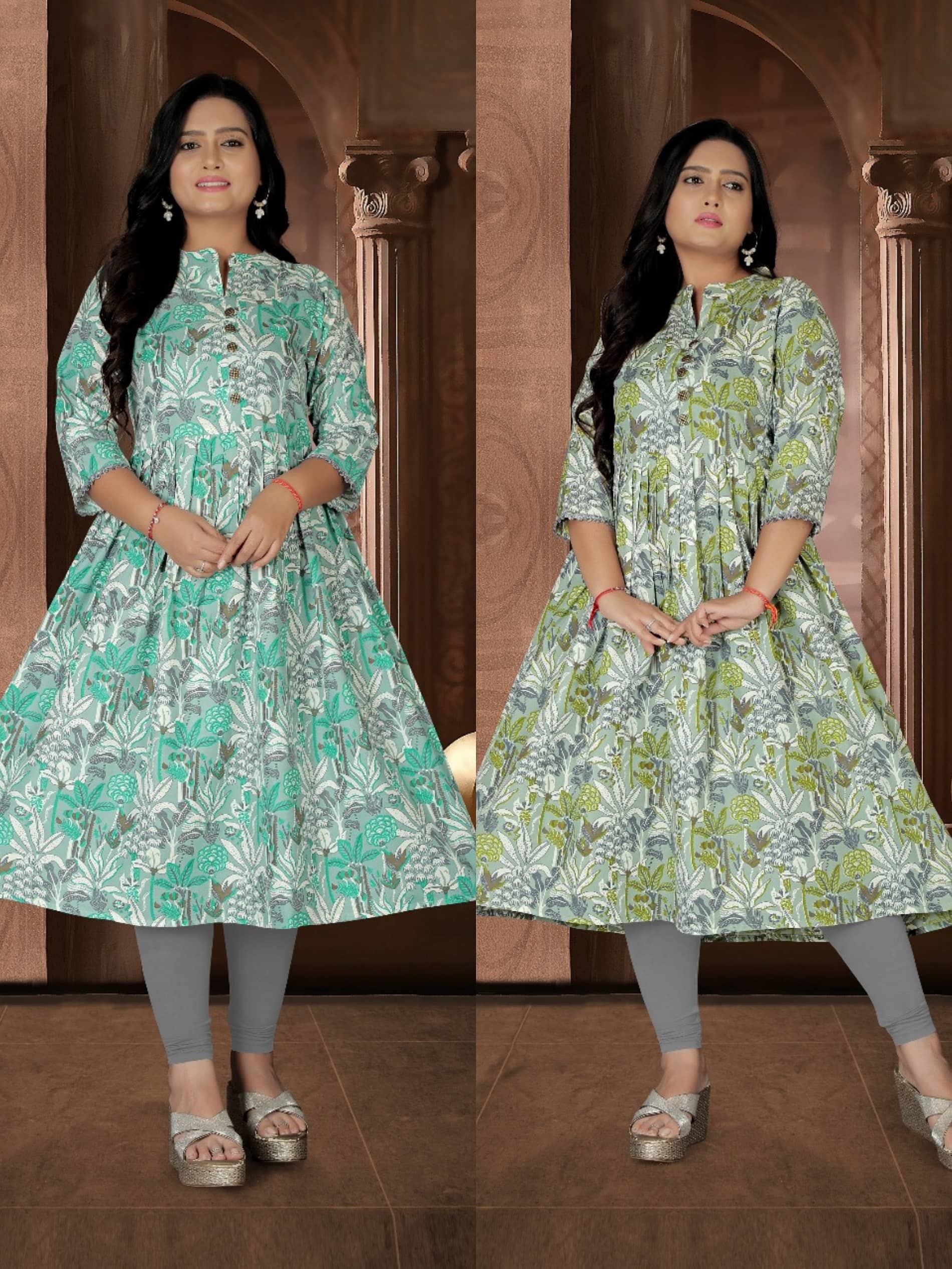 Hetsa Women Cotton Printed Anarkali Kurti ( Multicolor ) - Kurtis, Tunics | Buy online on ZillyBuy