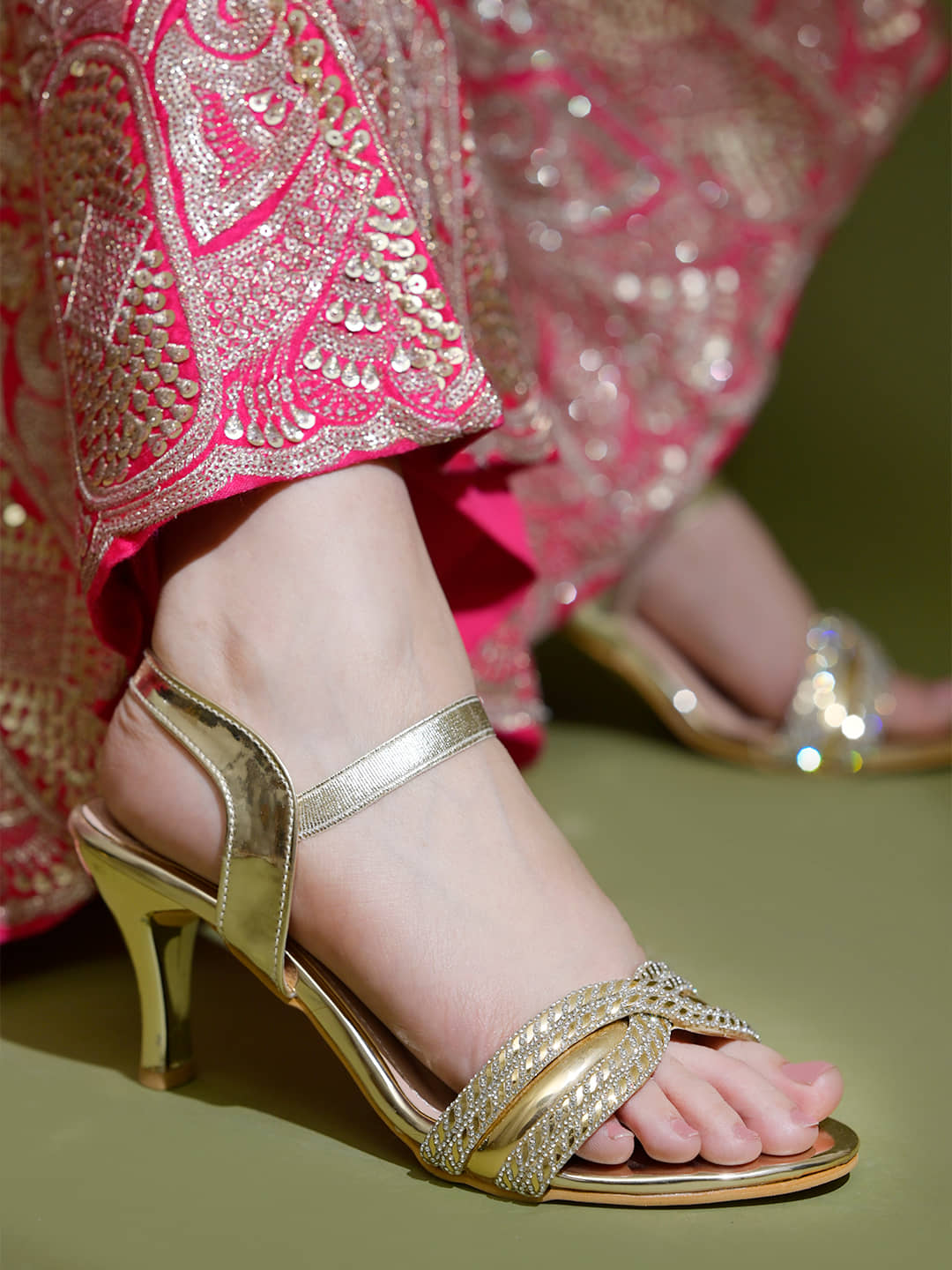 Shoetopia Gold Women's Sandal Heels - Heels | Buy online on ZillyBuy