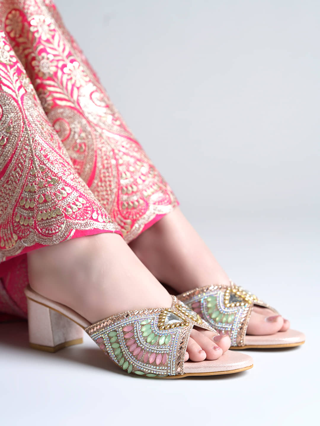 Shoetopia Rose Gold Women's Slip On Heels - Heels | Buy online on ZillyBuy