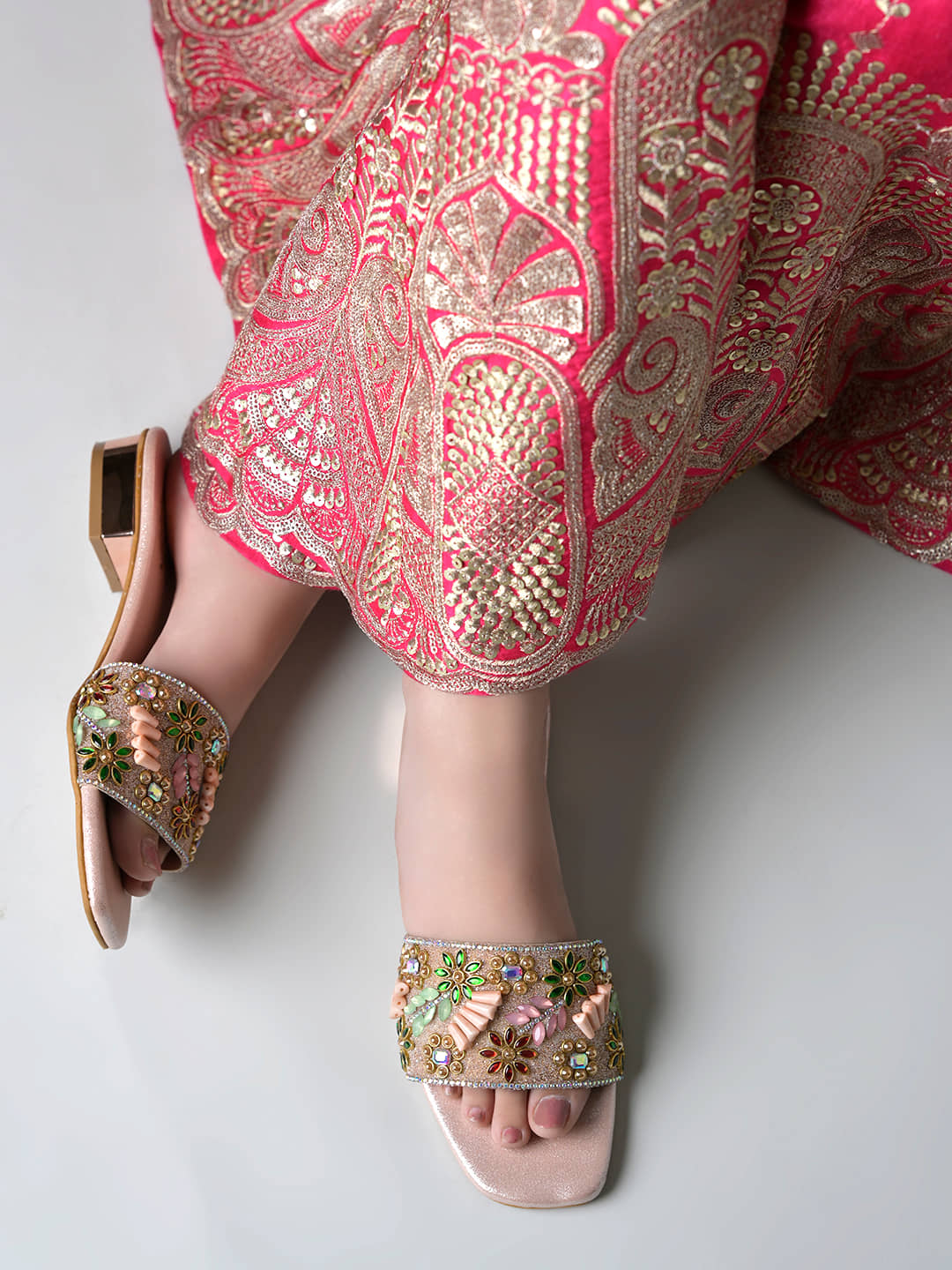 Shoetopia Rose Gold Women's Open Toe Flats