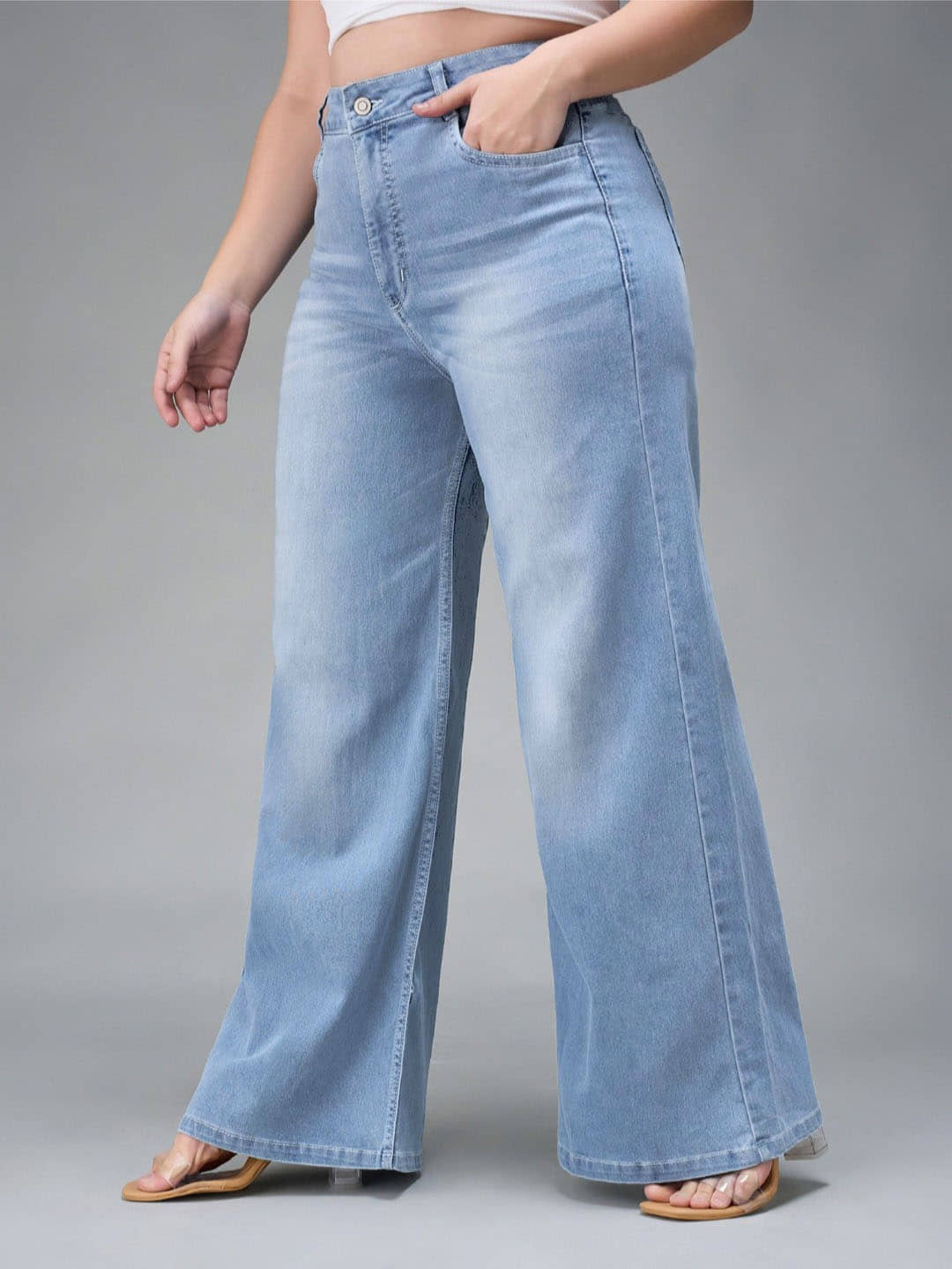 GF Women's Baggy High-Rise Jeans ( Light Blue ) - Jeans | Buy online on ZillyBuy