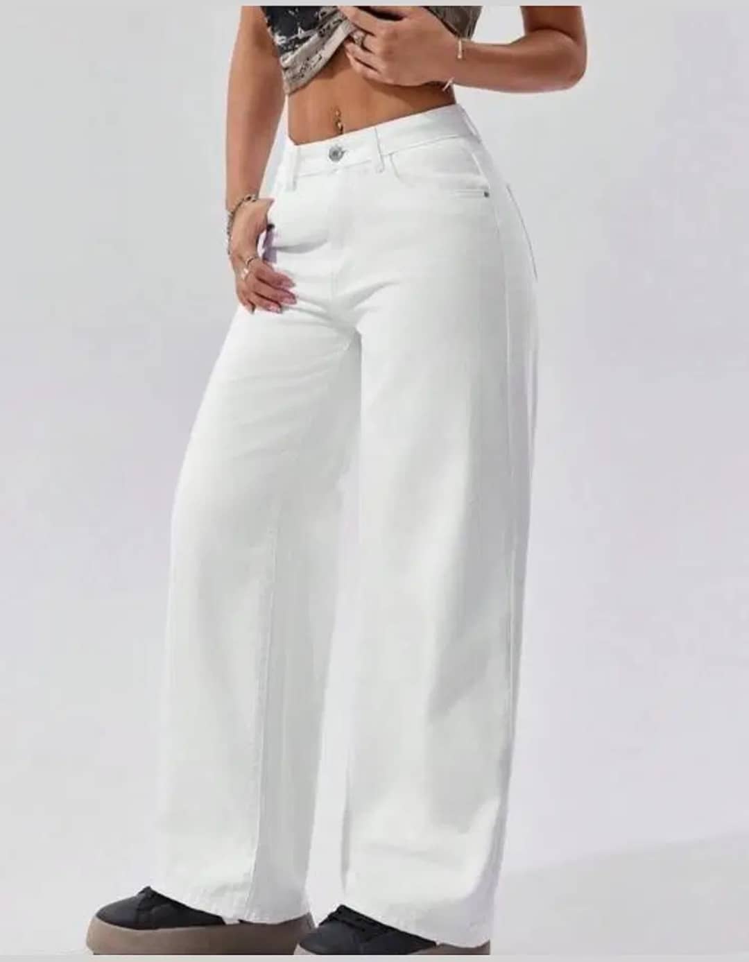 GF Women's Baggy Mid-Rise Jeans ( White ) - Jeans | Buy online on ZillyBuy