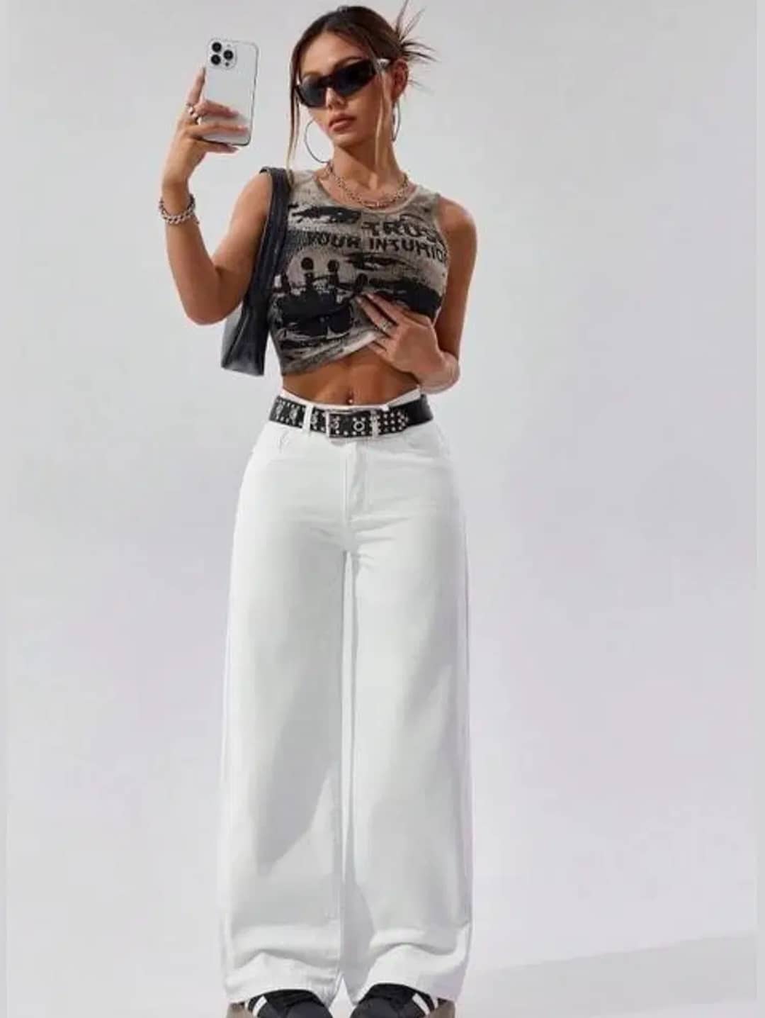Gazal Fashions Women's Baggy High-Rise Jeans ( White ) - Jeans | Buy online on ZillyBuy