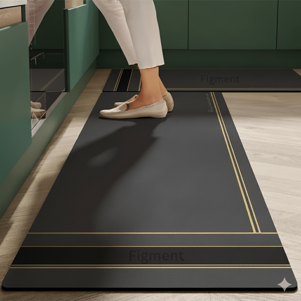 Zedx Black Polypropylene Rectangular Floor Mat ( Pack of 2 )