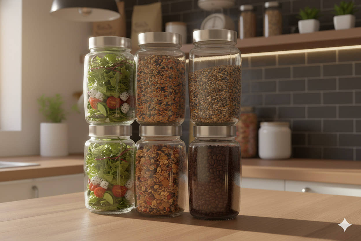 CROCO JAR Glass Transparent Food Container ( Set of 6 )