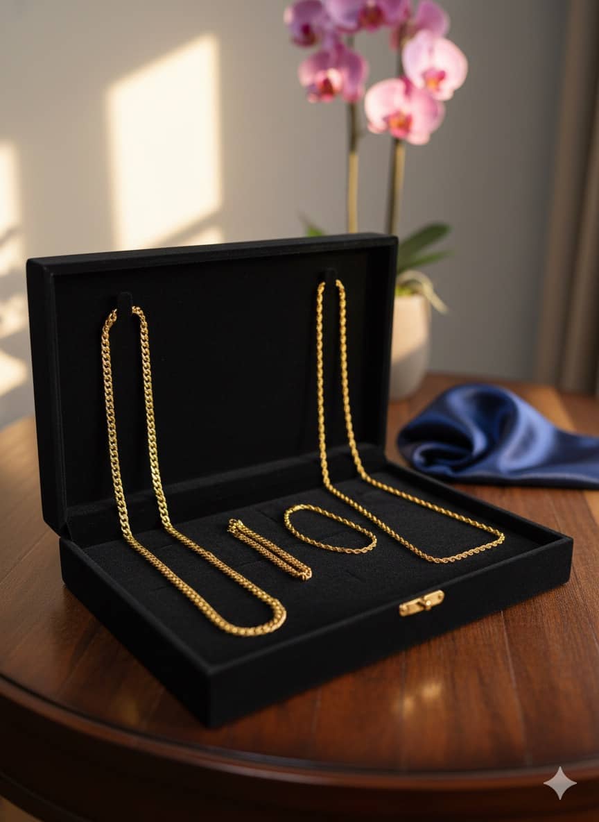 Fadiso Fashion Gold Plated Alloy Chain ( Pack of 4 )