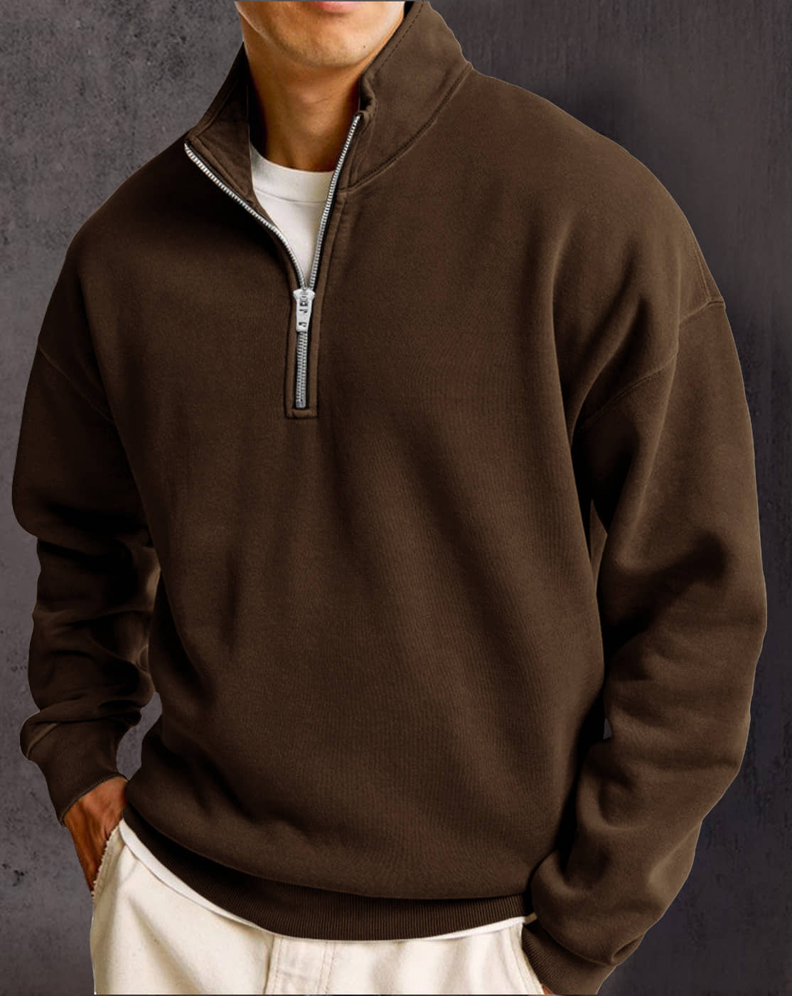 Eyebogler Polyester Polo Collar Men's Sweatshirt - Coffee ( Pack of 1 )
