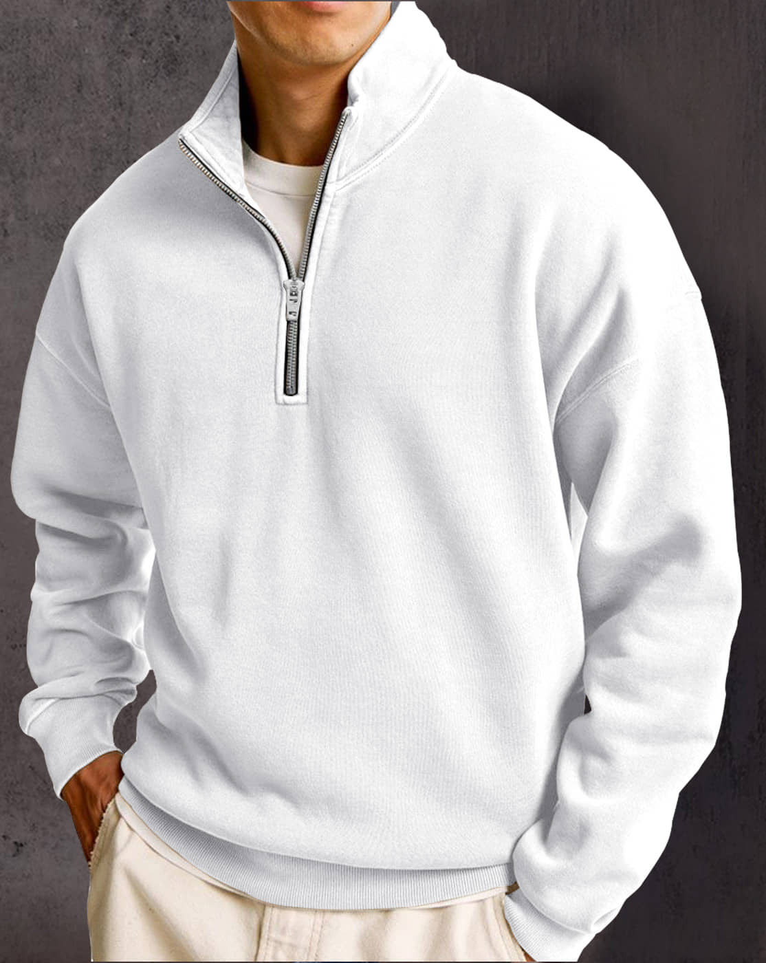 Eyebogler Polyester Polo Collar Men's Sweatshirt - White ( Pack of 1 )