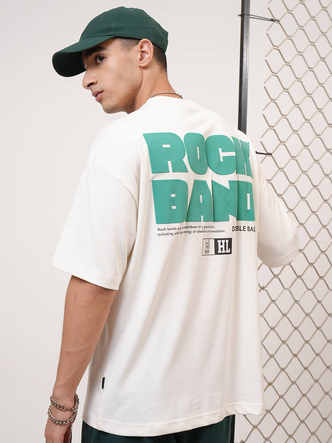 Highlander Men Cotton Blend Oversized Fit Printed T-Shirt ( Off White )
