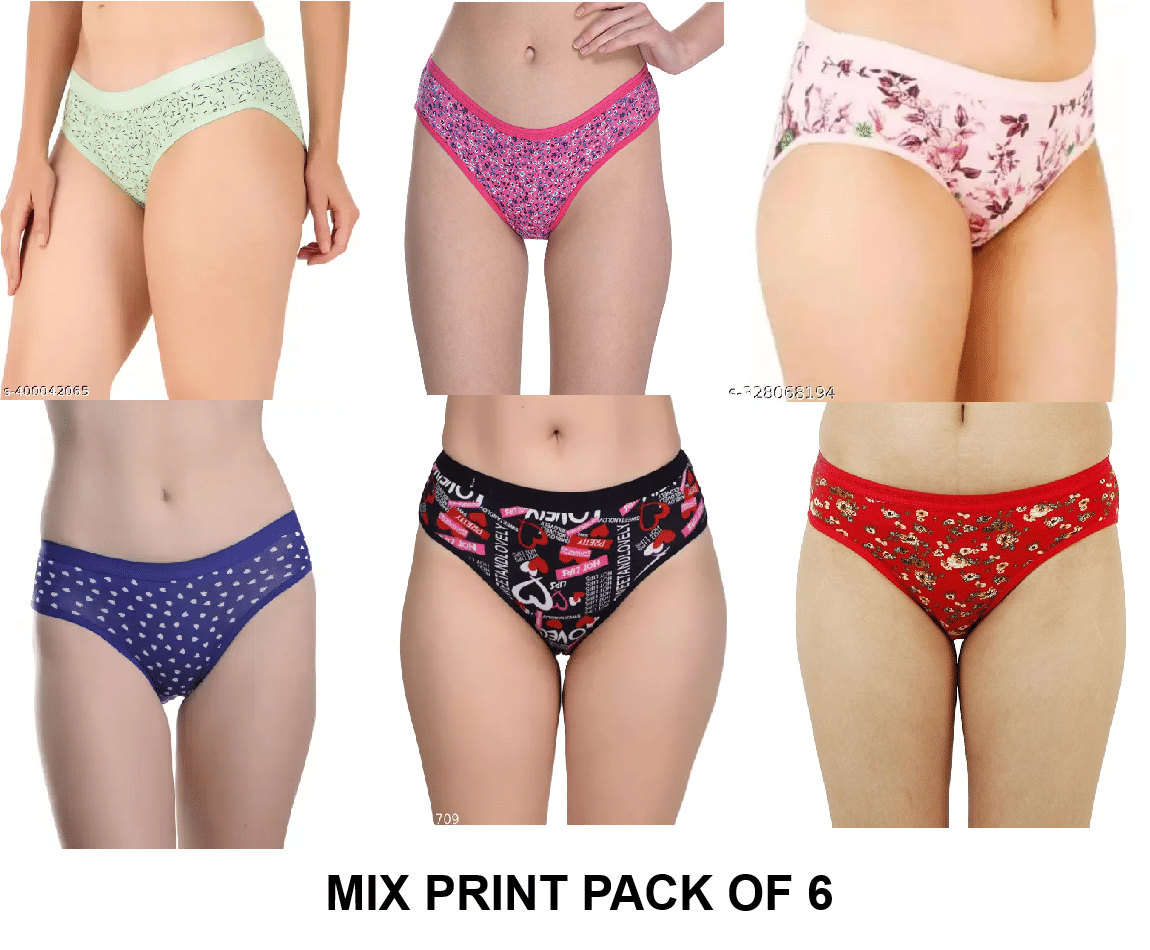 REONY Pack of 6 Cotton Blend Hipster For Women ( Multicolor )