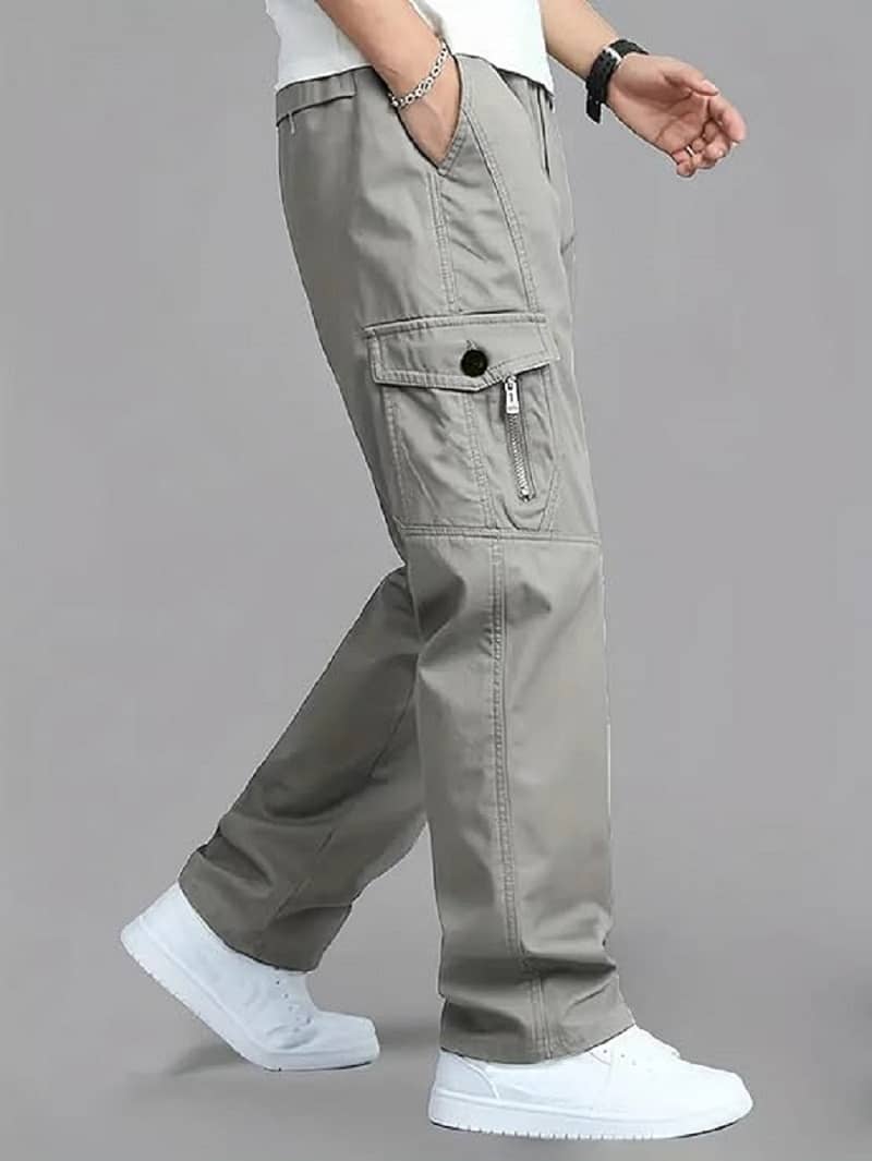 DWIDEN Loose Men's Cargos - Light Grey ( Pack of 1 ) - Trousers | Buy online on ZillyBuy