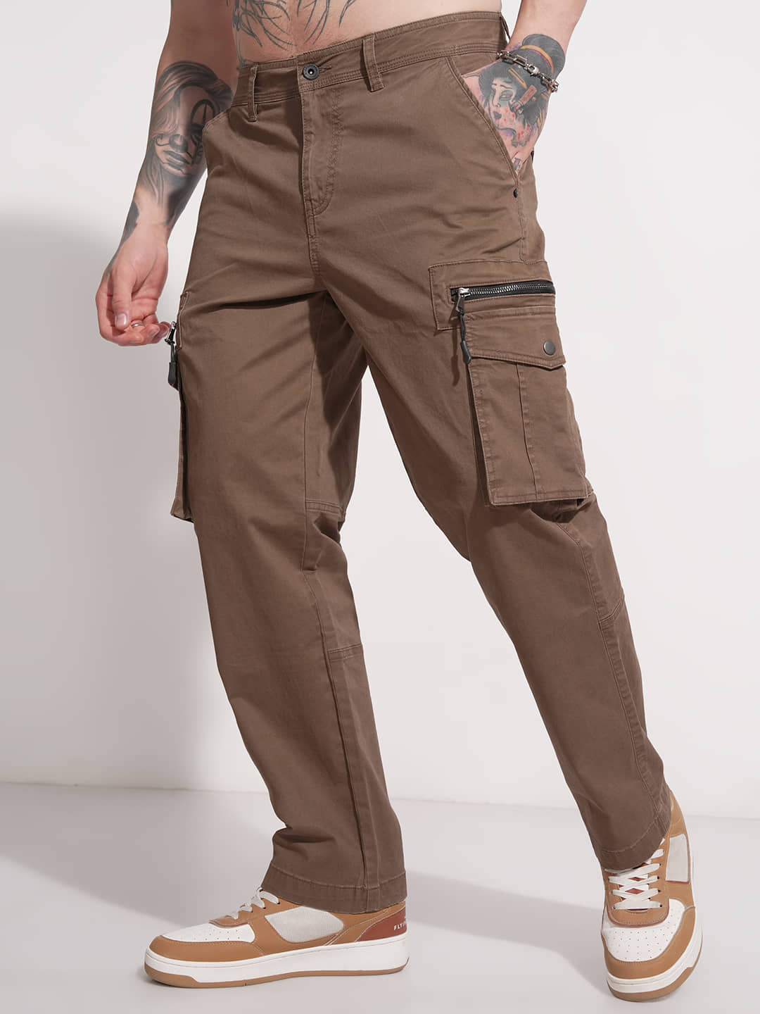 Highlander Relax Men's Cargos - Brown ( Pack of 1 ) - Trousers | Buy online on ZillyBuy