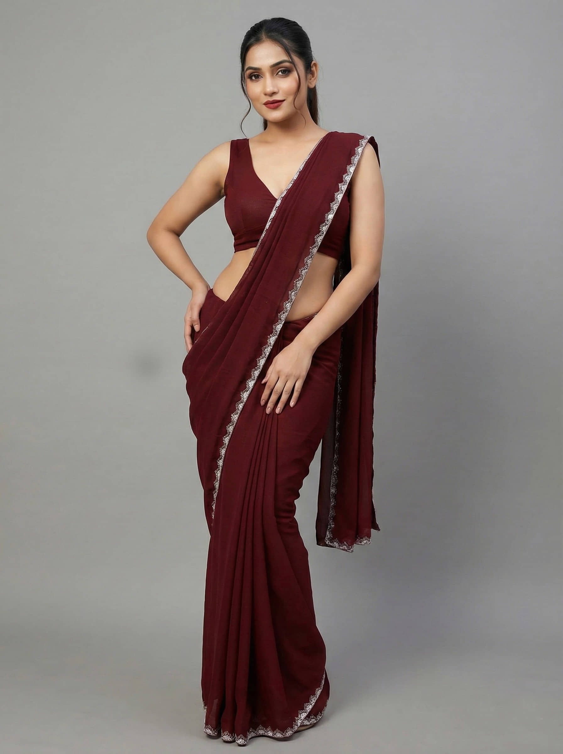 Indy Bliss Silk Solid Regular Saree With Unstitched Blouse Piece ( Multicolor 1 ) - Sarees | Buy online on ZillyBuy