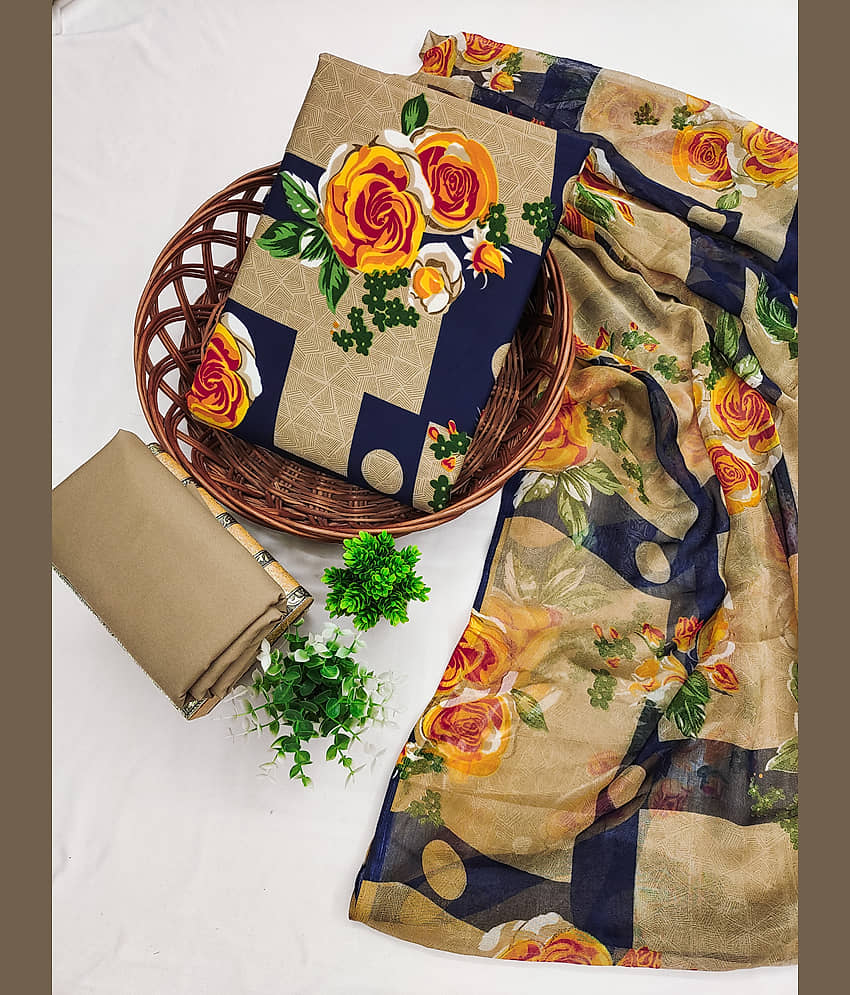 Kashvi Women Crepe Unstitched Dress Material ( Orange ) - Unstitched Fabrics | Buy online on ZillyBuy