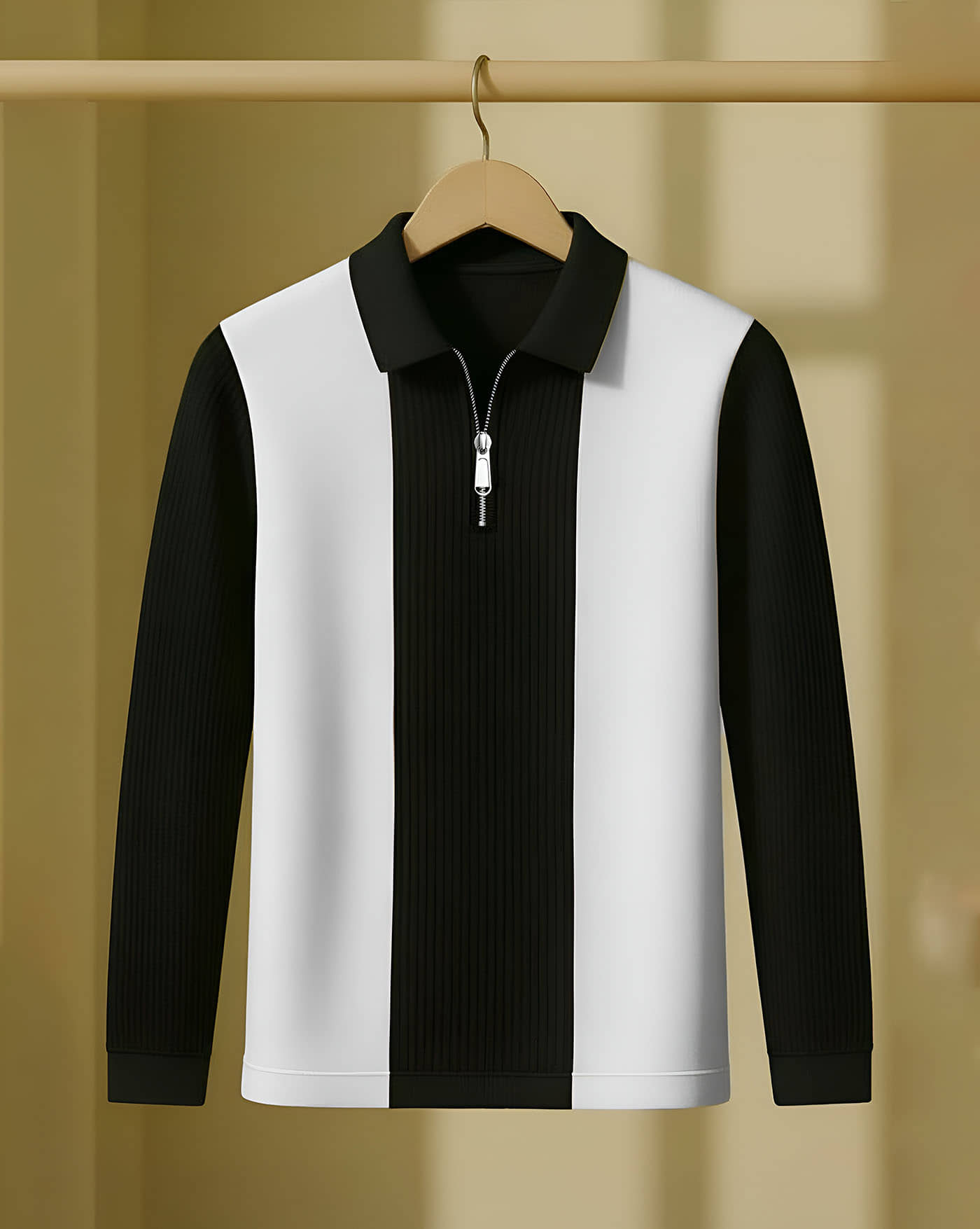 AUSK Men Cotton Blend Regular Fit Striped Polo T Shirt ( White )