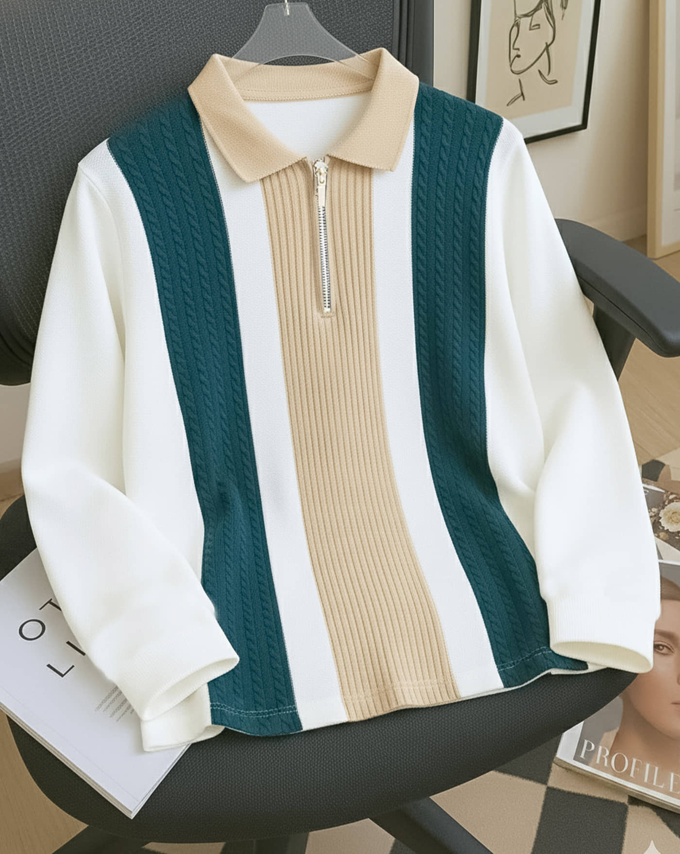 ENITOR Men Cotton Blend Regular Fit Striped Polo T Shirt ( Brown )