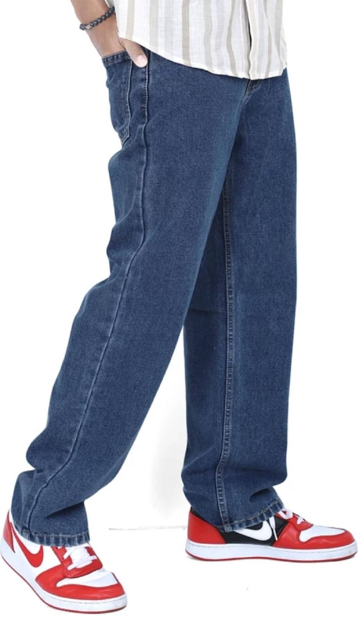 GF Clean Look Men's Baggy Fit High-Rise Jeans - Blue - Jeans | Buy online on ZillyBuy
