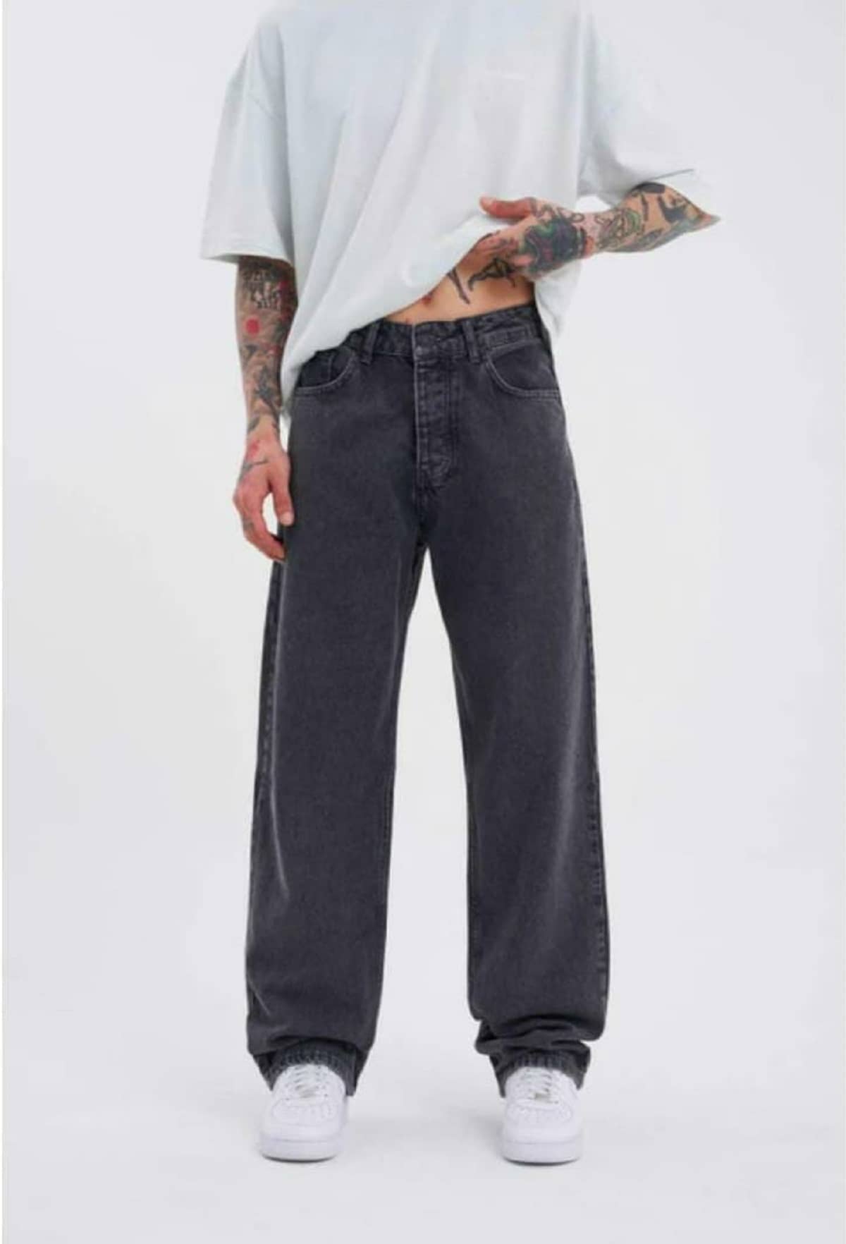 GF Straight Fit Clean Look Men's High-Rise Jeans - Charcoal - Jeans | Buy online on ZillyBuy