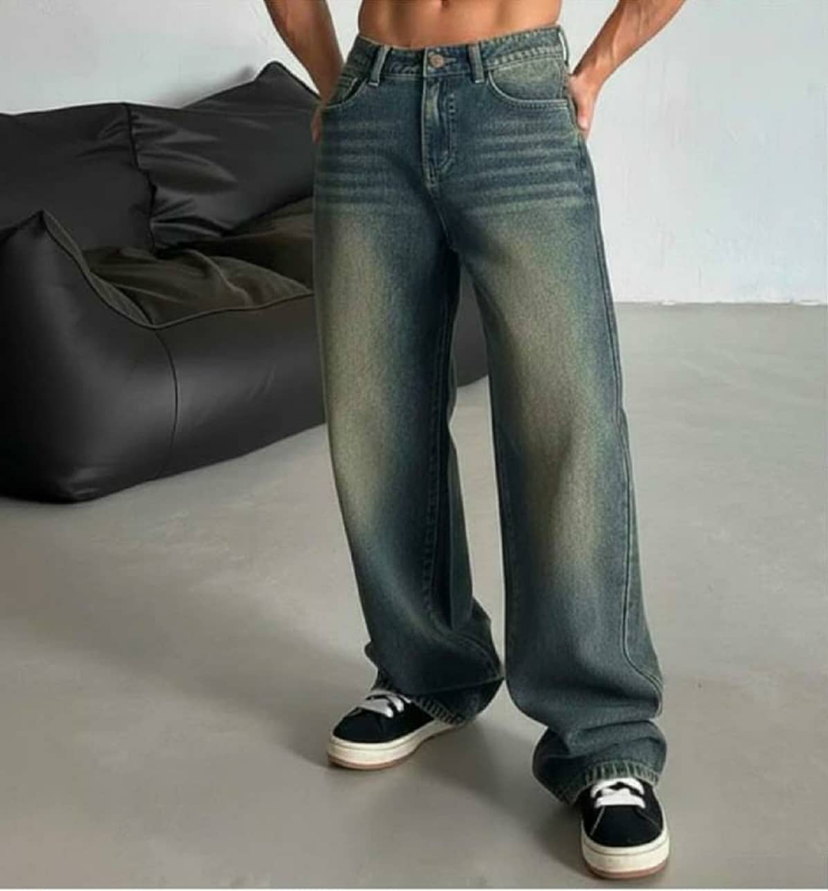 GF Straight Fit Solid Men's High-Rise Jeans - Green - Jeans | Buy online on ZillyBuy