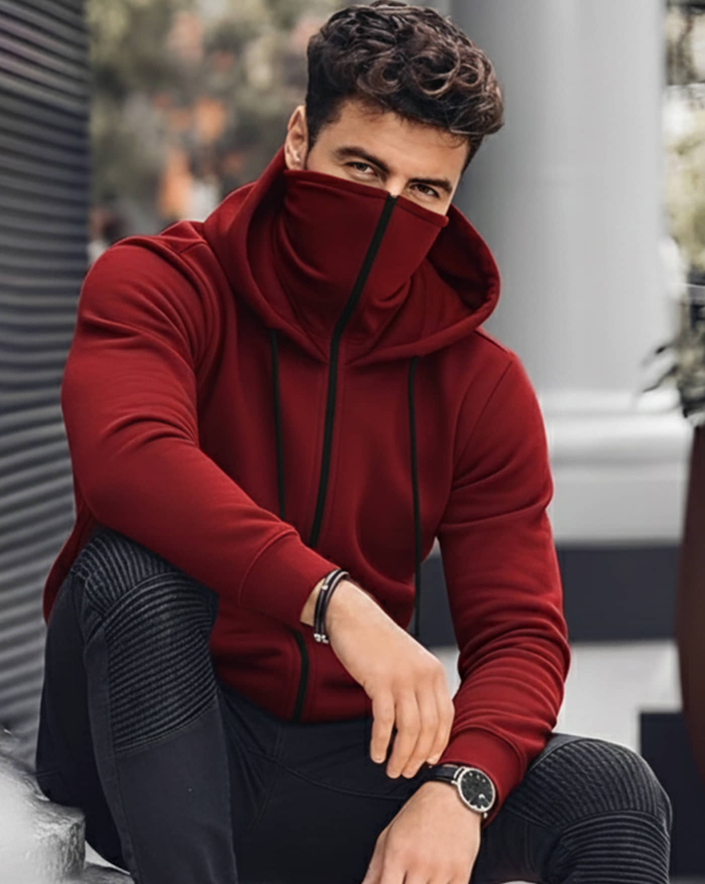 AUSK Fleece Hooded Men's Sweatshirt - Maroon ( Pack of 1 )