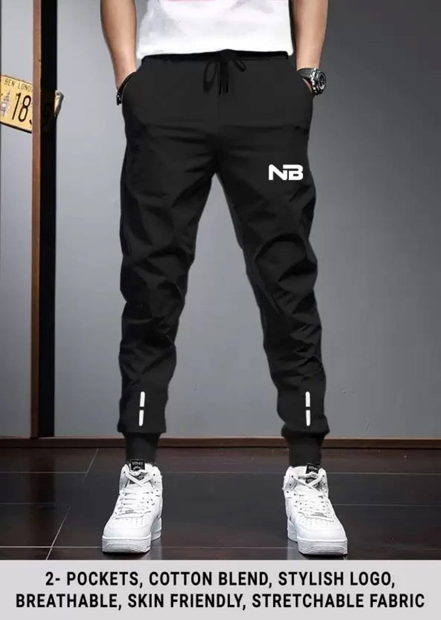 Lieo Trend Black Polyester Blend Men's Trackpants ( Pack of 1 ) - Track Pants | Buy online on ZillyBuy