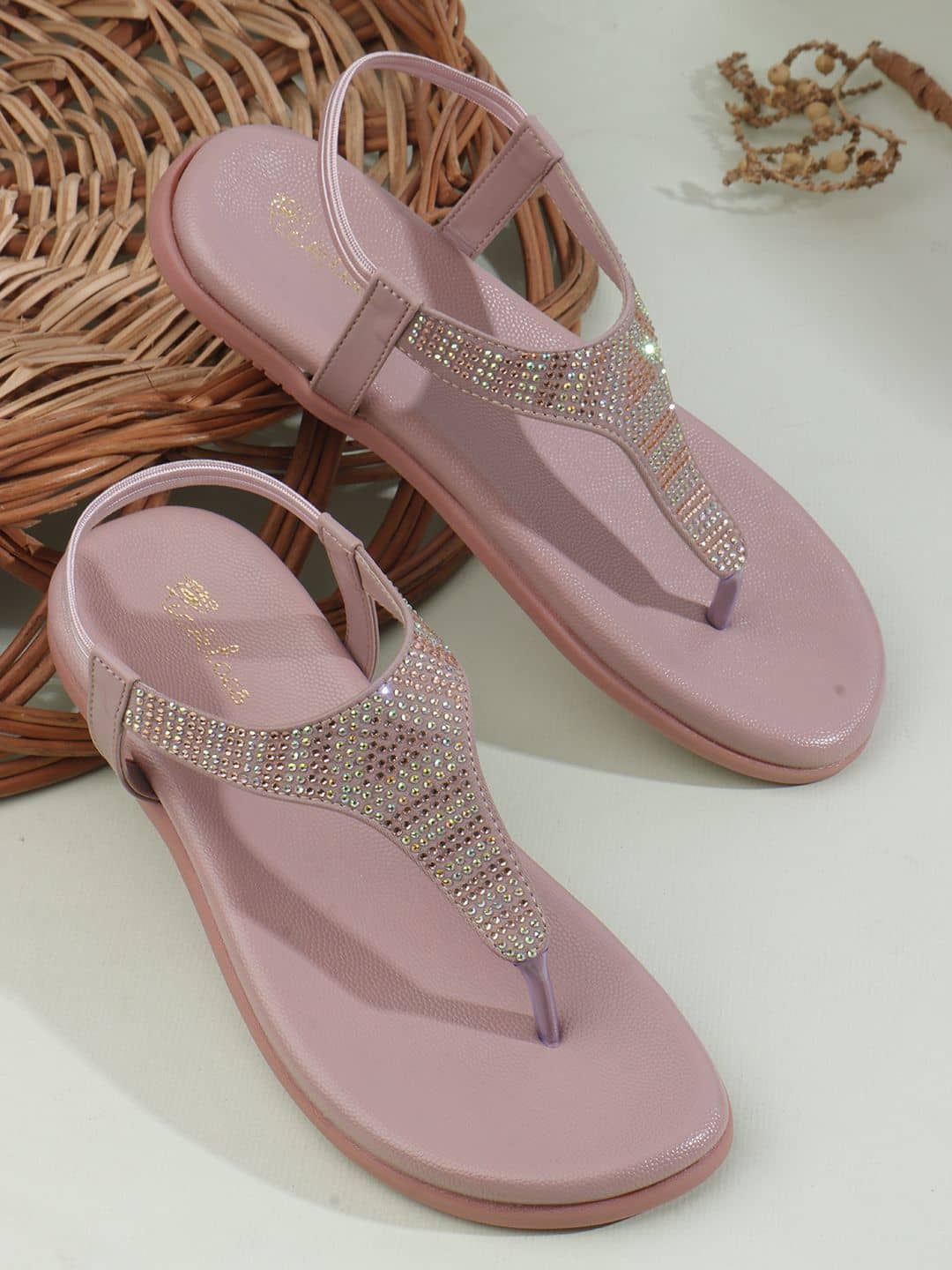 Picktoes Pink Women's Open Toe Flats