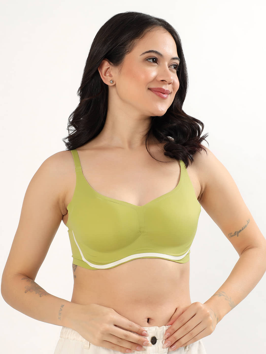 PARKHA Pack of 1 Nylon Heavily Padded T-Shirt Bra For Women ( Green )